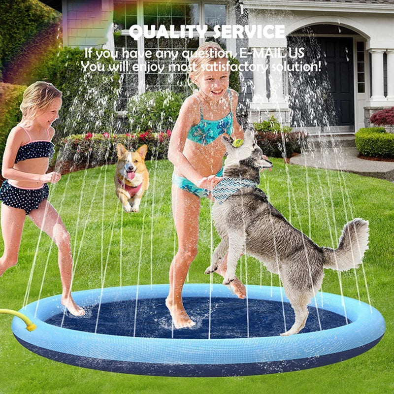 Dog Water Play Mat Splash Pad PVC Interactive Pet Toy for Outdoor Summer Cooling Fun Reusable Crawling Mat