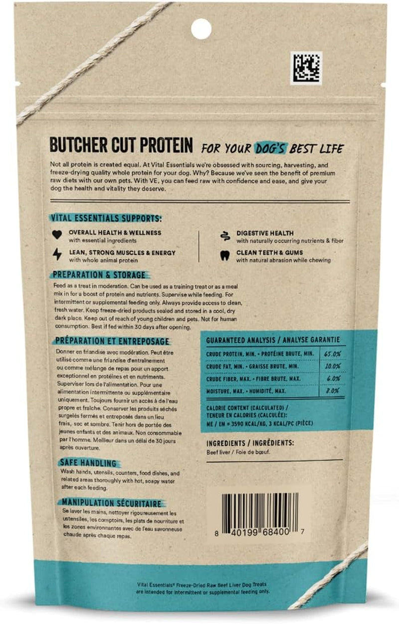 Beef Liver Dog Treats, 2.1 Oz | Freeze-Dried Raw | Single Ingredient | Premium Quality High Protein Training Treats | Grain Free, Gluten Free, Filler Free