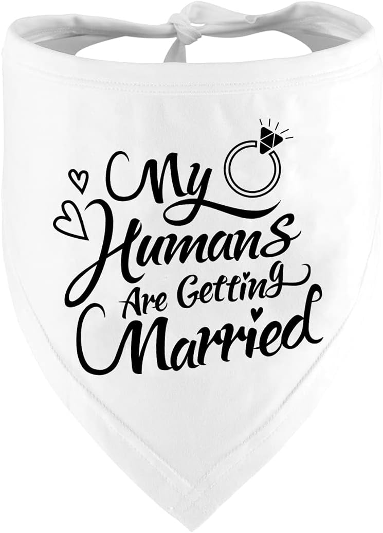 Engagement Gift, My Humans Are Getting Married Dog Bandana, Wedding Photo Prop, Pet Scarf, Dog Engagement Announcement, Pet Accessories (Black)