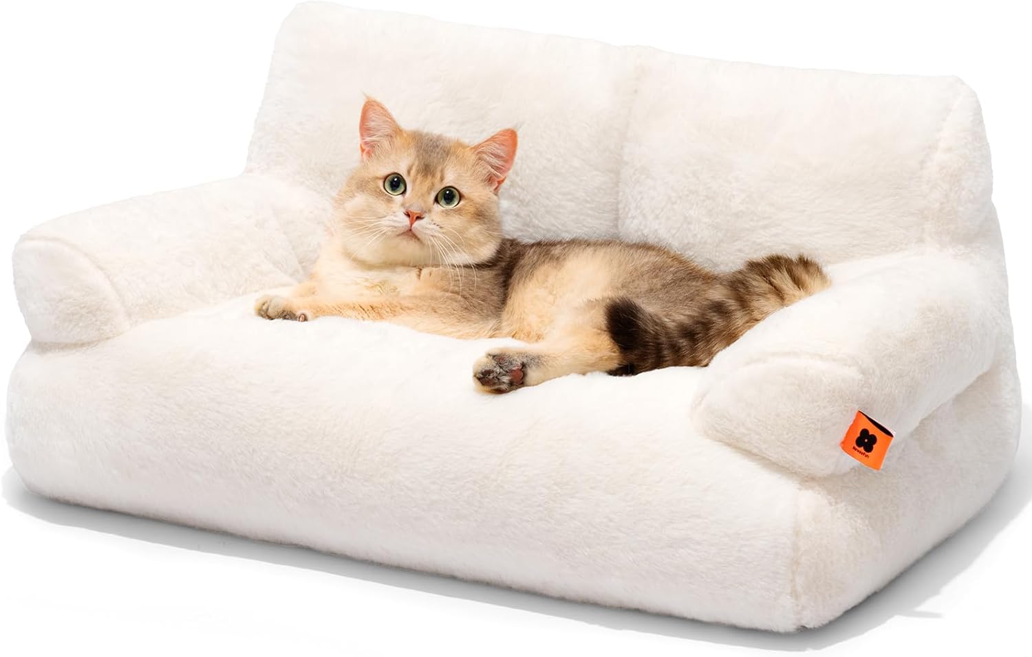 Cat Bed for Indoor Cats, Washable Dog Beds for Small Dogs & Cats with Removable Cover, Fluffy Cat Couch with Non-Slip Bottom (Beige, 26.0" L X 19.0" W X 13.0" Th)