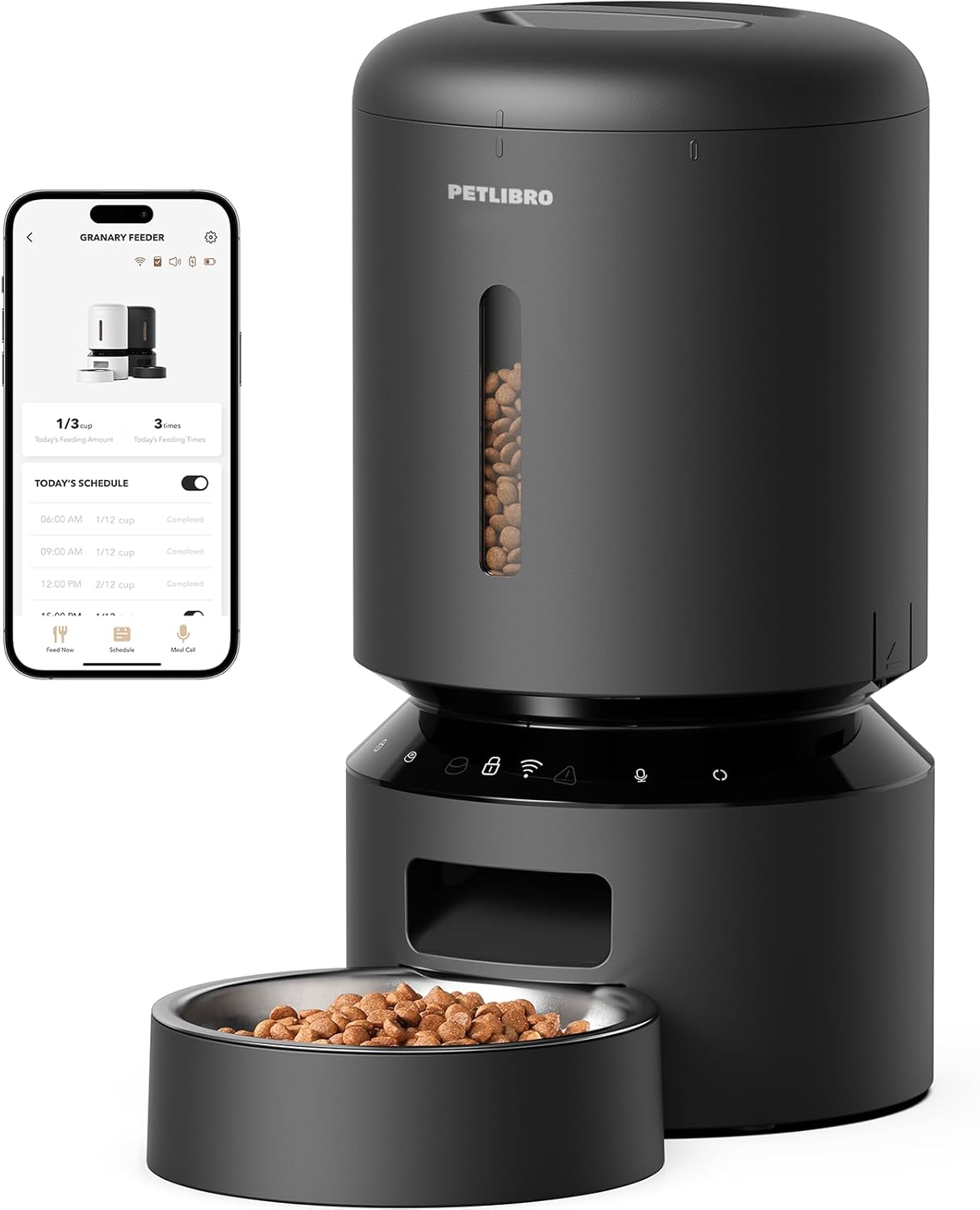 Automatic Cat Feeder, 5G Wifi Pet Feeder with Freshness Preservation, Timed Cat Feeders for Dry Food, up to 48 Portions 10 Meals per Day, Granary Pet Feeder for Cat/Dog