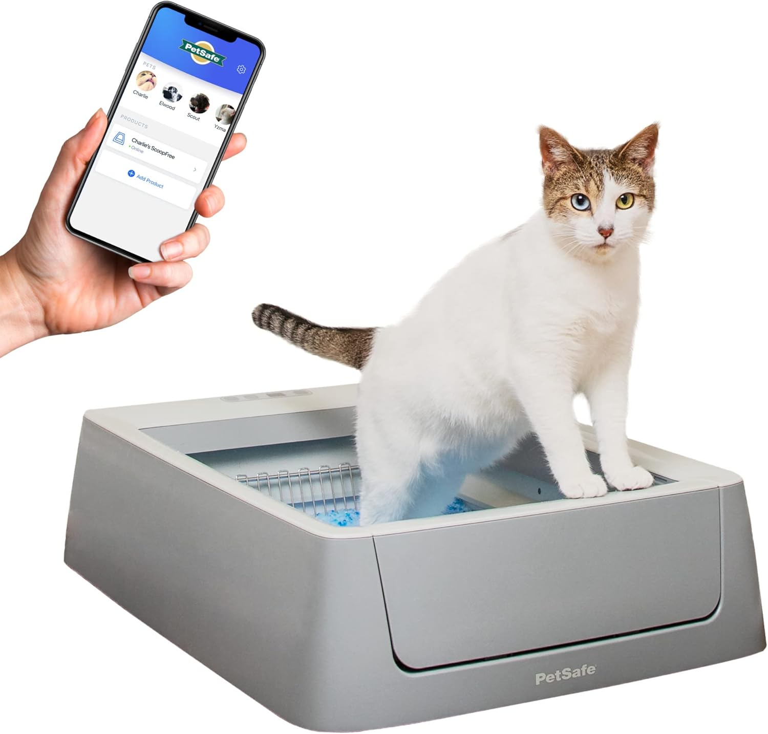Scoopfree Crystal Pro Legacy Automatic Self-Cleaning Cat Litter Box – Includes 1 Disposable Crystal Litter Tray – Advanced Odor Control – Not Enclosed – Gray (PAL00-16805)