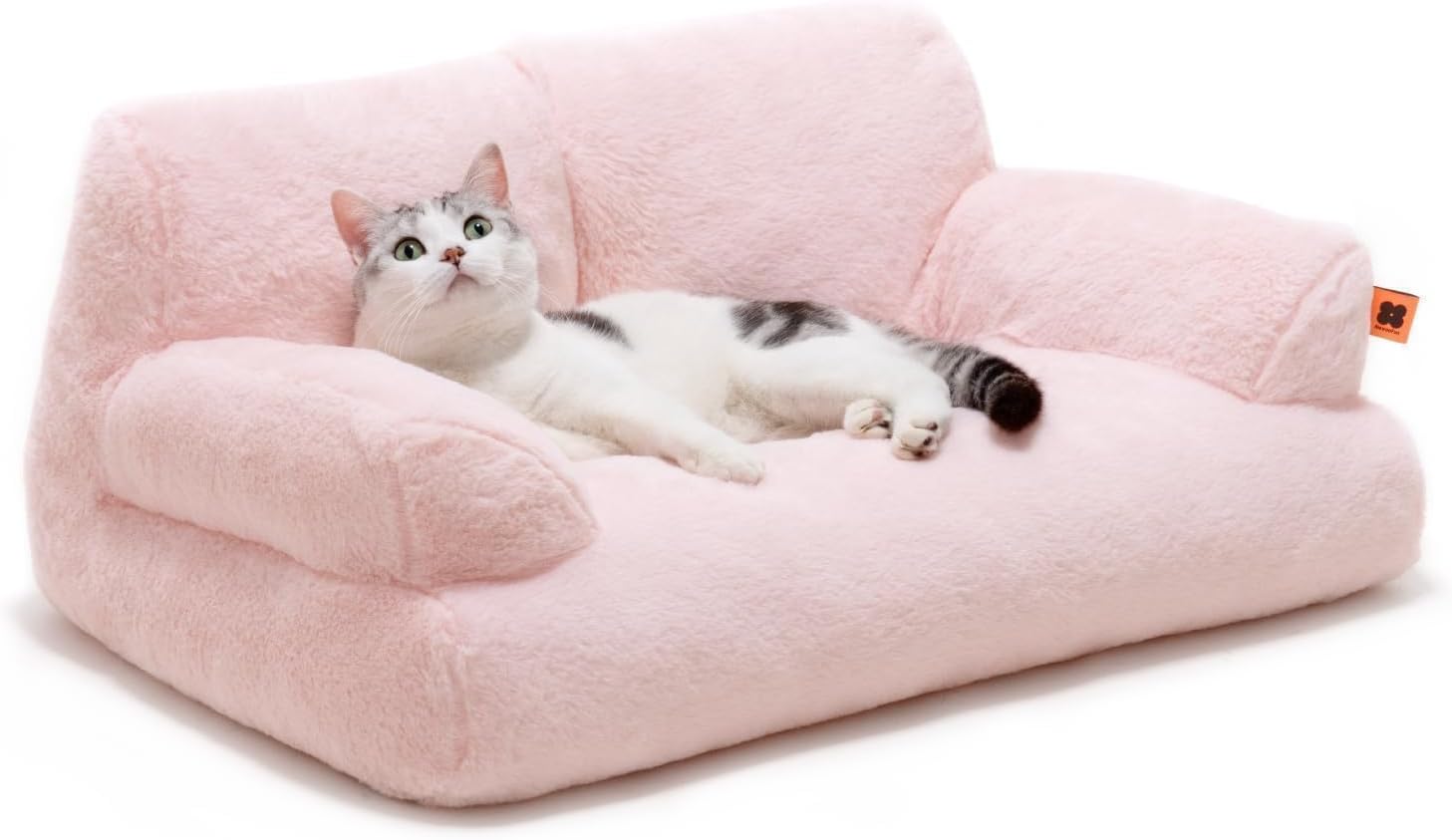 Cat Bed for Indoor Cats, Washable Dog Beds for Small Dogs & Cats with Removable Cover, Fluffy Cat Couch with Non-Slip Bottom (Beige, 26.0" L X 19.0" W X 13.0" Th)