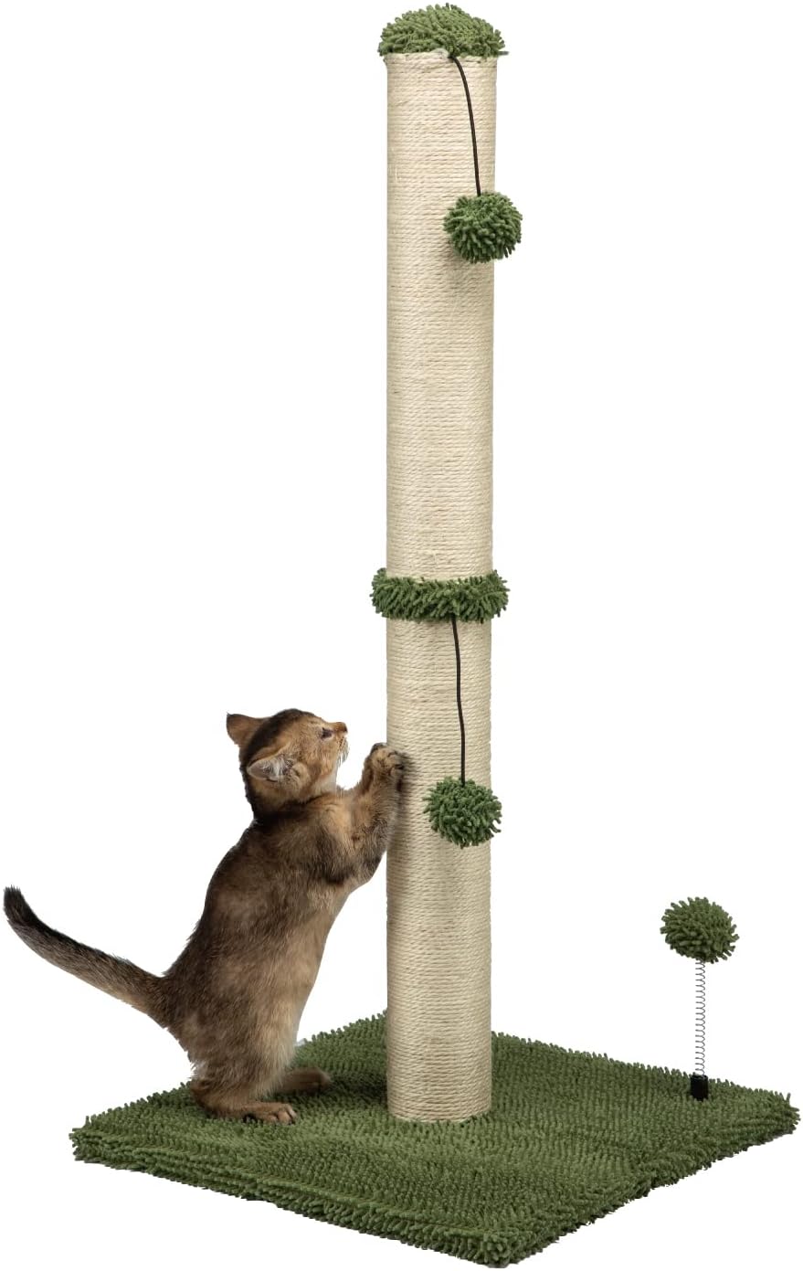 Cat Scratching Post Premium Basics Kitten Scratcher Sisal Scratch Posts with Hanging Ball 22In for Kittens or Smaller Cats (22 Inches for Kitten, Beige)