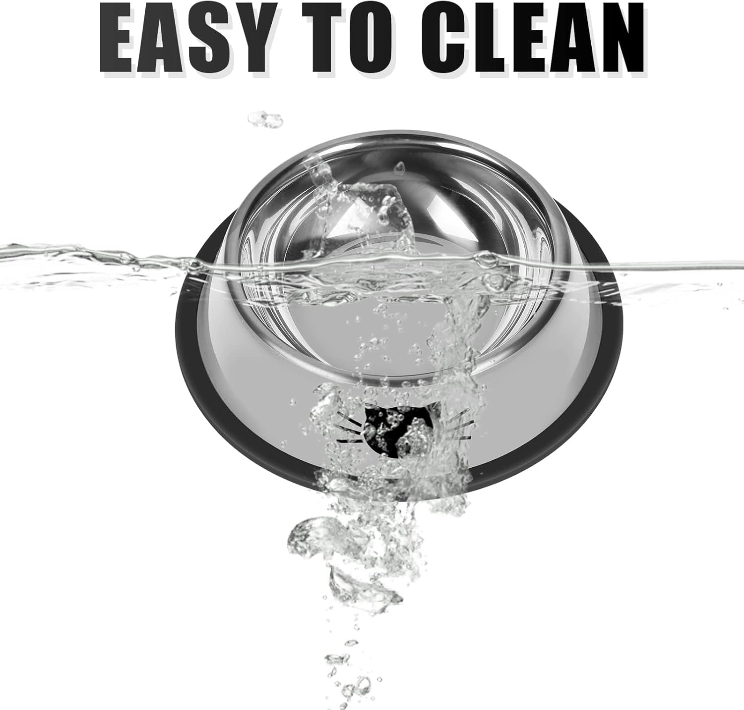 2 Pcs Non-Slip Stainless Steel Small Cat Food Bowls - Unbreakable, 7 Oz, Removable Rubber Base, Easy to Clean, Lovely Color