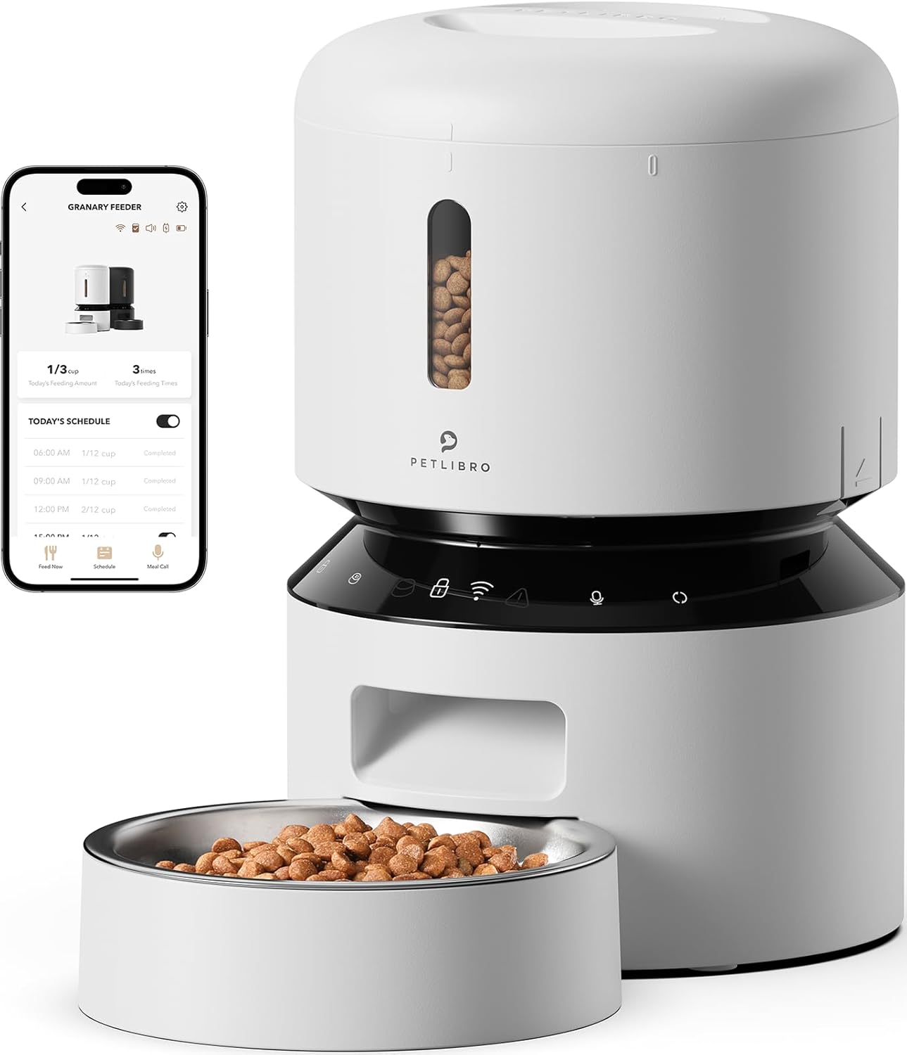 Automatic Cat Feeder, 5G Wifi Pet Feeder with Freshness Preservation, Timed Cat Feeders for Dry Food, up to 48 Portions 10 Meals per Day, Granary Pet Feeder for Cat/Dog