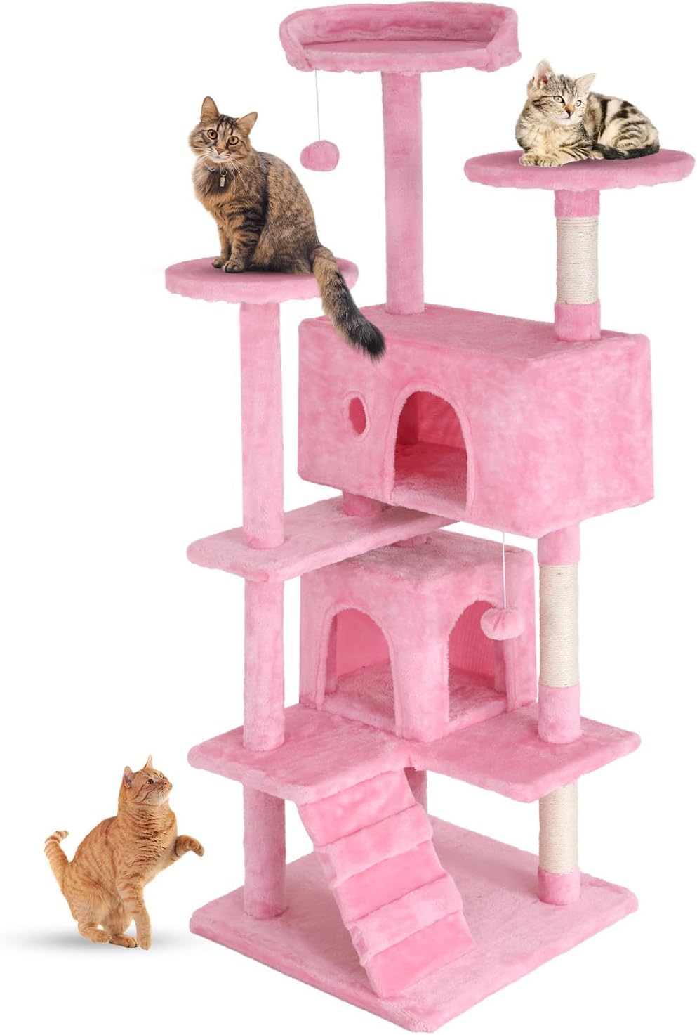 Cat Tree 54In Cat Tower Multi-Level Durable Cat Scratching Post & Cozy Fun Cat Jumping Platform Space Saving Cat Condo Pet Play House for Indoor Cats,Dark Gray