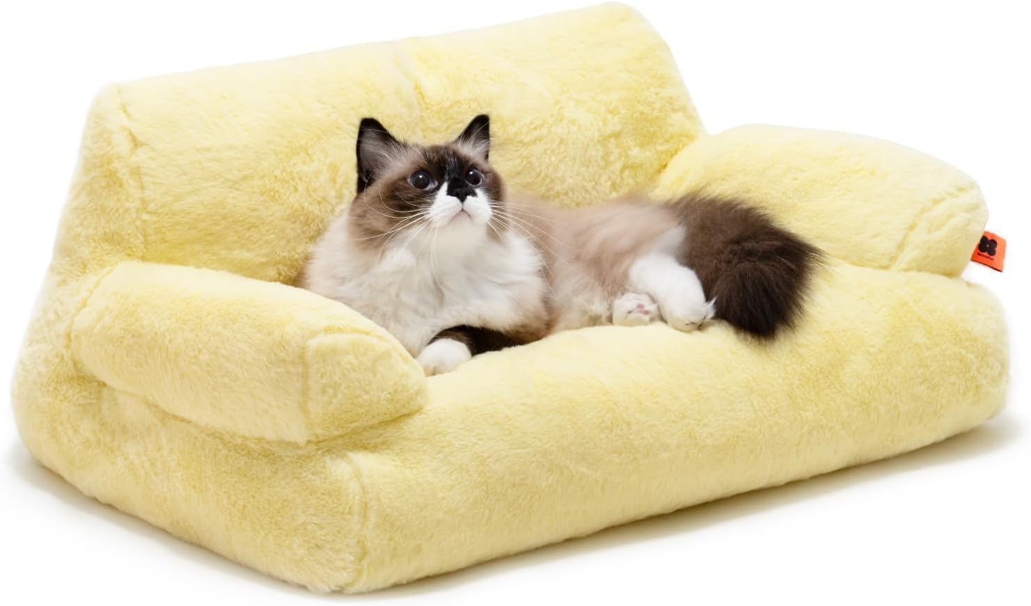 Cat Bed for Indoor Cats, Washable Dog Beds for Small Dogs & Cats with Removable Cover, Fluffy Cat Couch with Non-Slip Bottom (Beige, 26.0" L X 19.0" W X 13.0" Th)