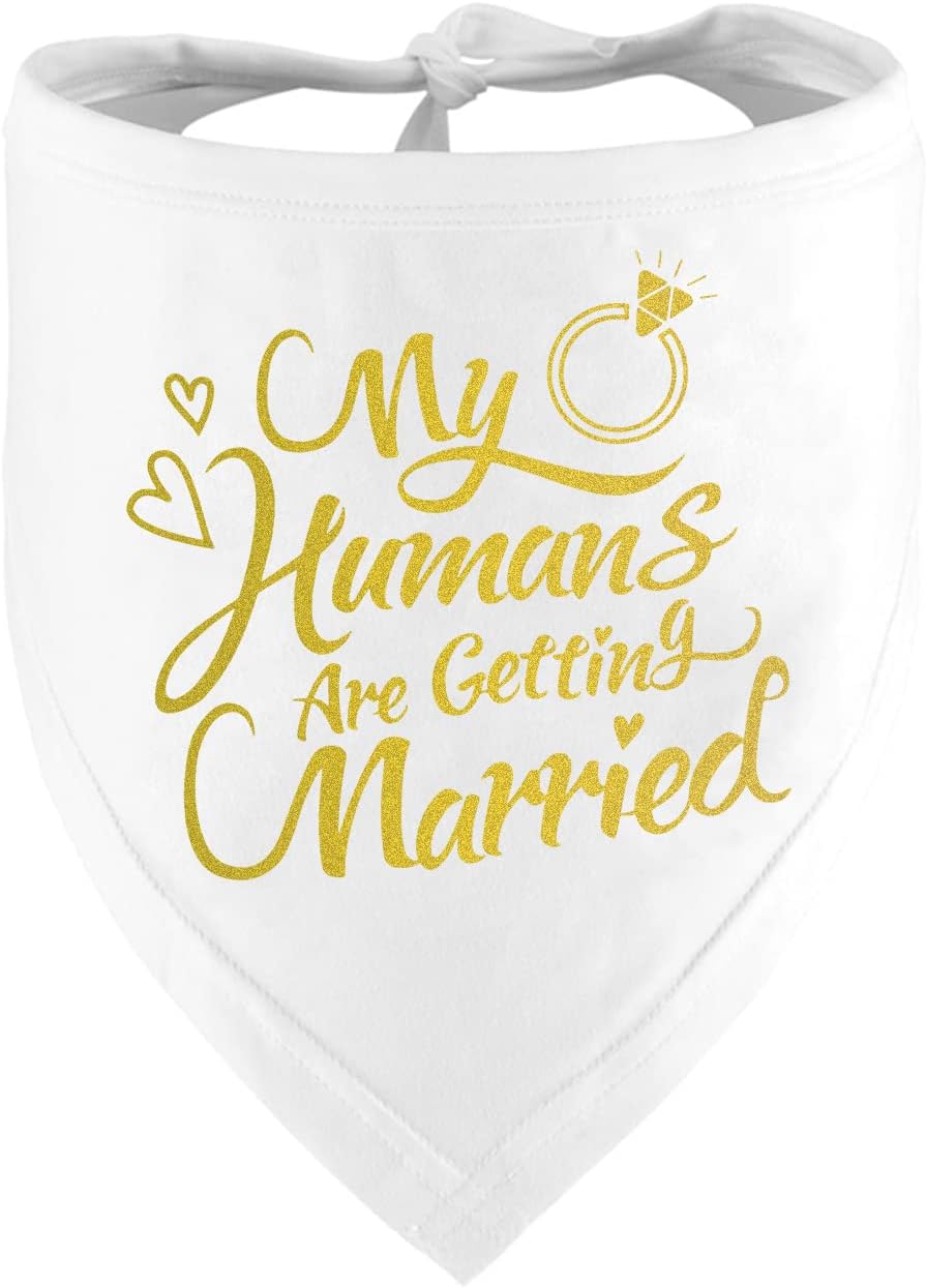 Engagement Gift, My Humans Are Getting Married Dog Bandana, Wedding Photo Prop, Pet Scarf, Dog Engagement Announcement, Pet Accessories (Black)