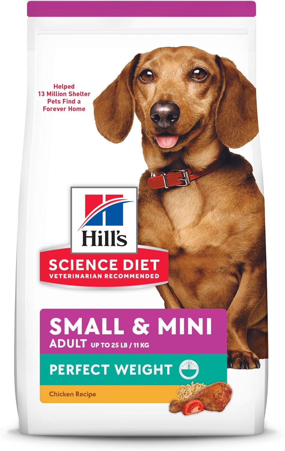 Perfect Weight, Adult 1-6, Small & Mini Breeds Weight Management Support, Dry Dog Food, Chicken Recipe, 4 Lb Bag