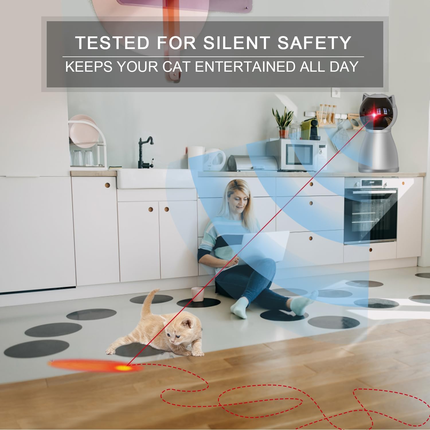 Laser Cat Toys for Indoor Cats,The 4Th Generation Real Random Trajectory Motion Activated Rechargeable Automatic Cat Laser Toy,Interactive Cat Toys for Bored Indoor Adult Cats/Kittens (Gray)