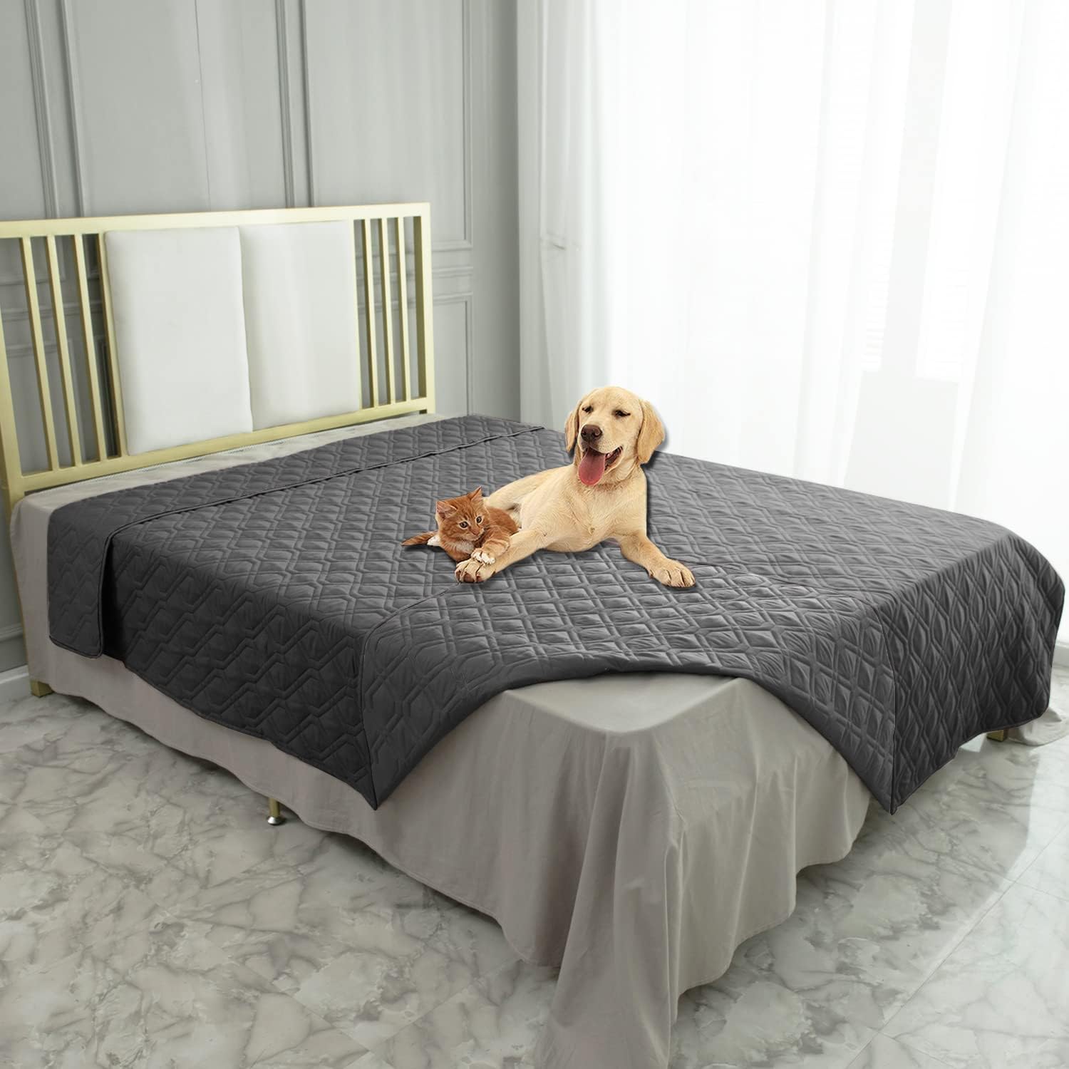 Waterproof Blanket Reversible Dog Bed Cover Pet Blanket for Furniture Bed Couch Sofa