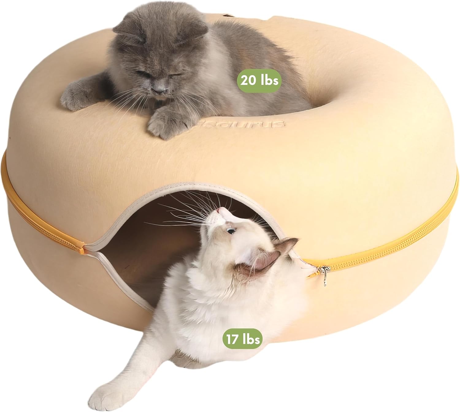Peekaboo Cat Cave for Multiple & Large Cats up to 30-45 Lbs, Scratch Detachable & Washable Tunnel Bed, Comfy Donut Cat Cave (Dark Gray, Large)