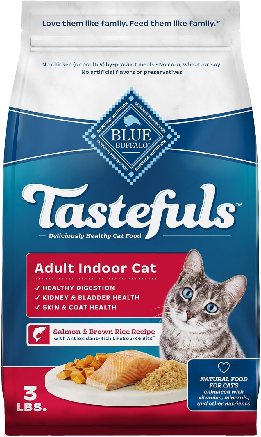 Tastefuls Natural Dry Food for Adult Indoor Cats, Chicken & Brown Rice Recipe, 7-Lb. Bag