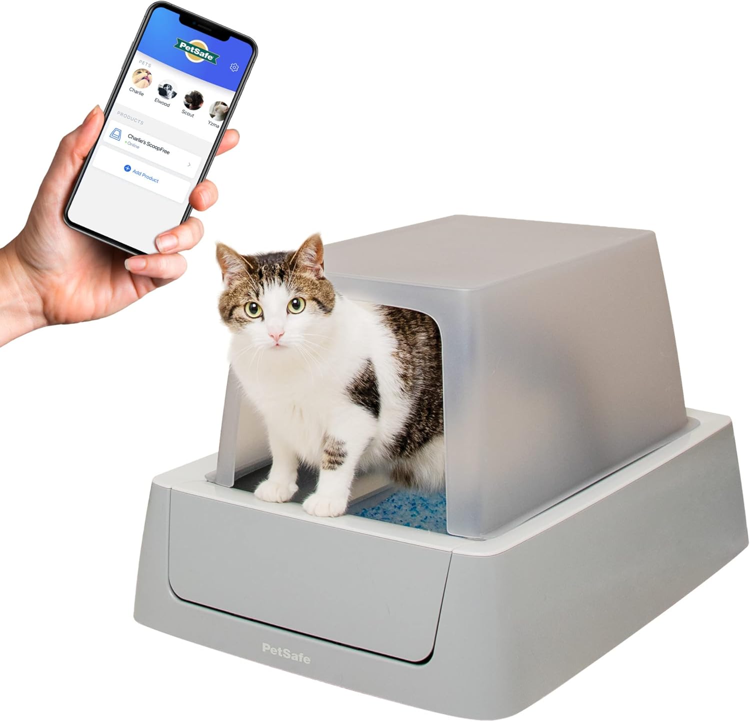 Scoopfree Crystal Pro Legacy Automatic Self-Cleaning Cat Litter Box – Includes 1 Disposable Crystal Litter Tray – Advanced Odor Control – Not Enclosed – Gray (PAL00-16805)