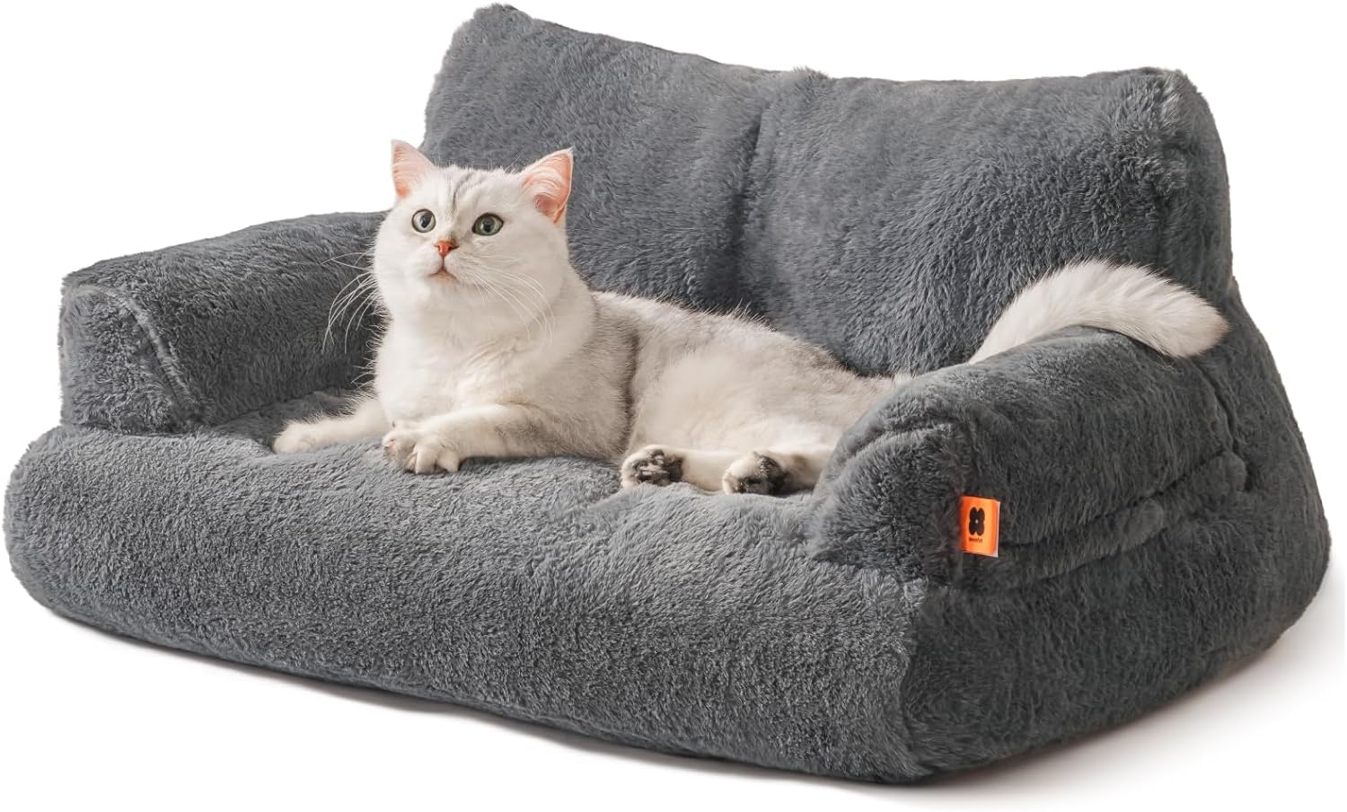 Cat Bed for Indoor Cats, Washable Dog Beds for Small Dogs & Cats with Removable Cover, Fluffy Cat Couch with Non-Slip Bottom (Beige, 26.0" L X 19.0" W X 13.0" Th)