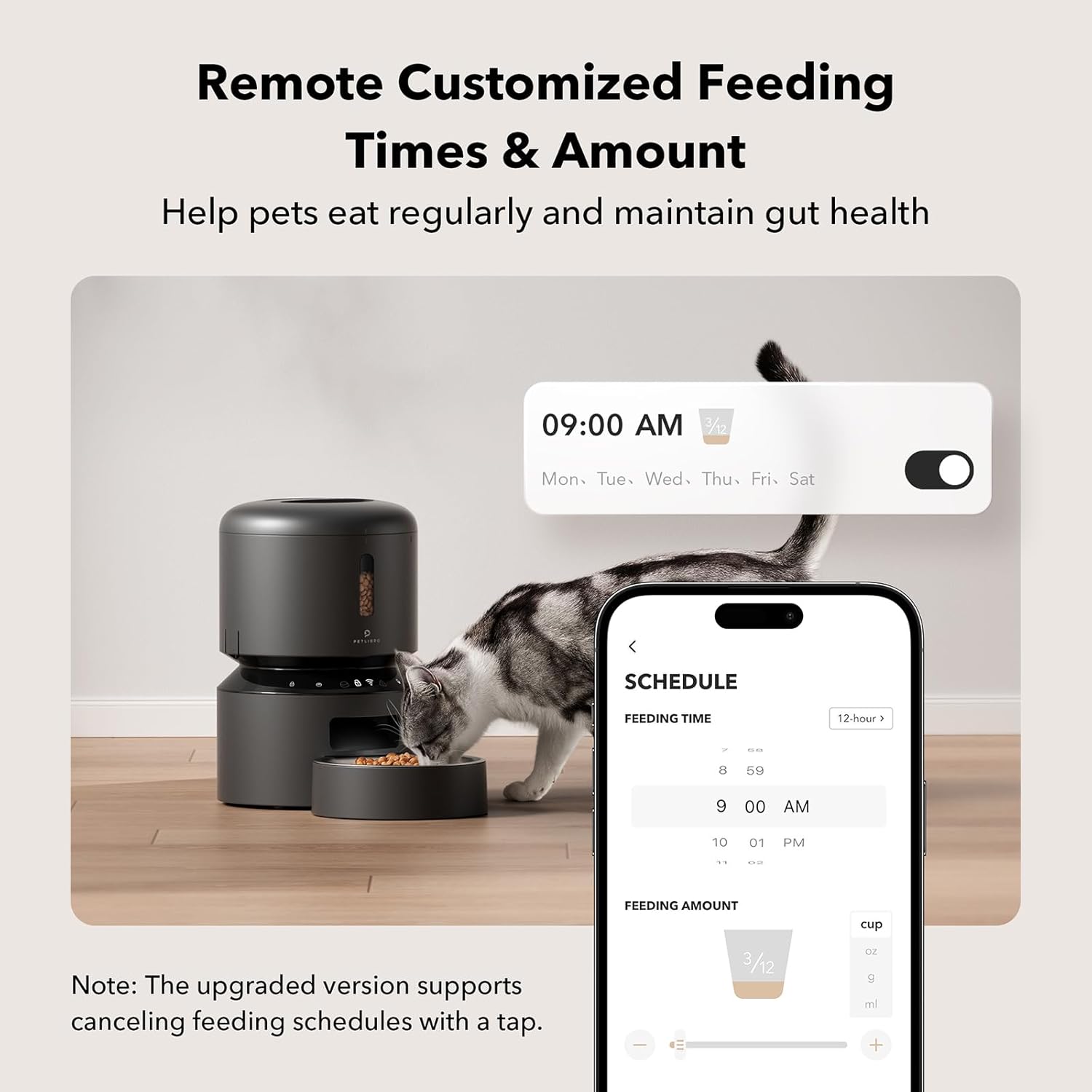 Automatic Cat Feeder, 5G Wifi Pet Feeder with Freshness Preservation, Timed Cat Feeders for Dry Food, up to 48 Portions 10 Meals per Day, Granary Pet Feeder for Cat/Dog