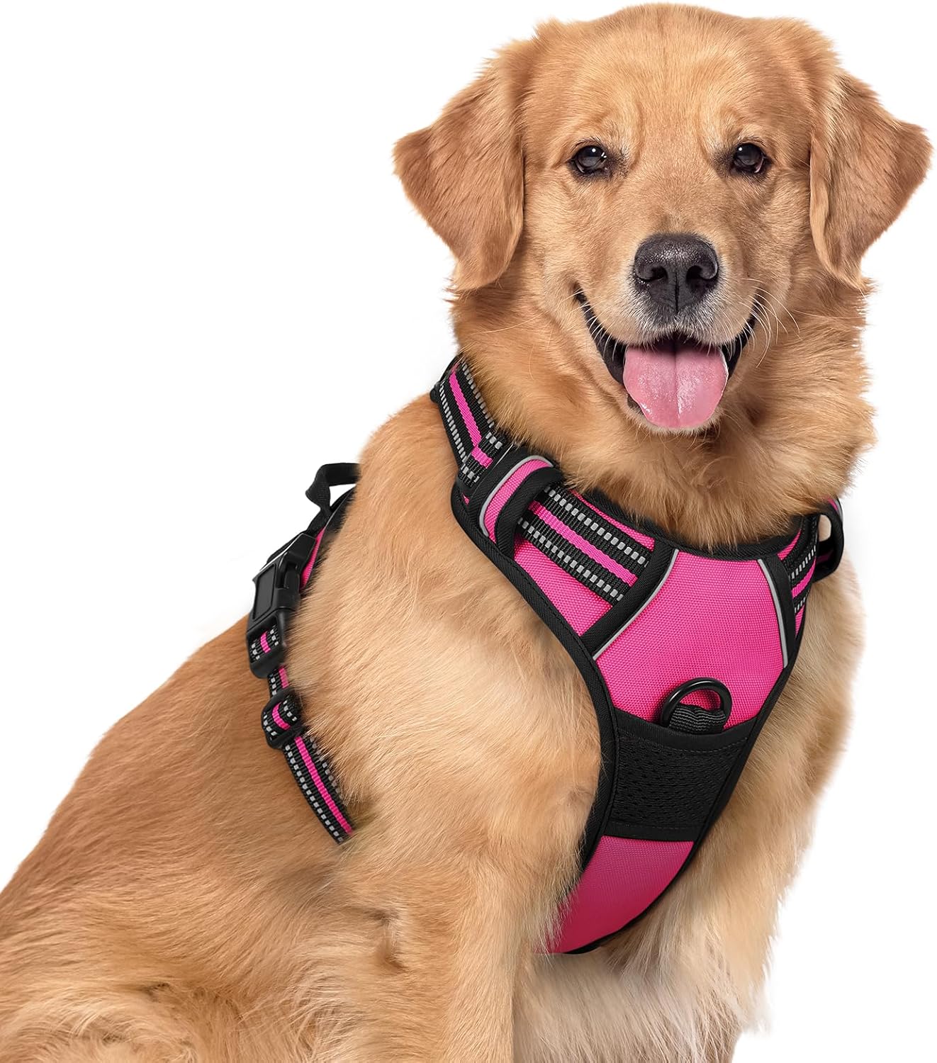 Dog Harness No Pull with 2 Leash Clips, Adjustable Soft Padded, Reflective Oxford No Choke Pet Vest with Easy Control Handle for Large Dogs, Beige, XL