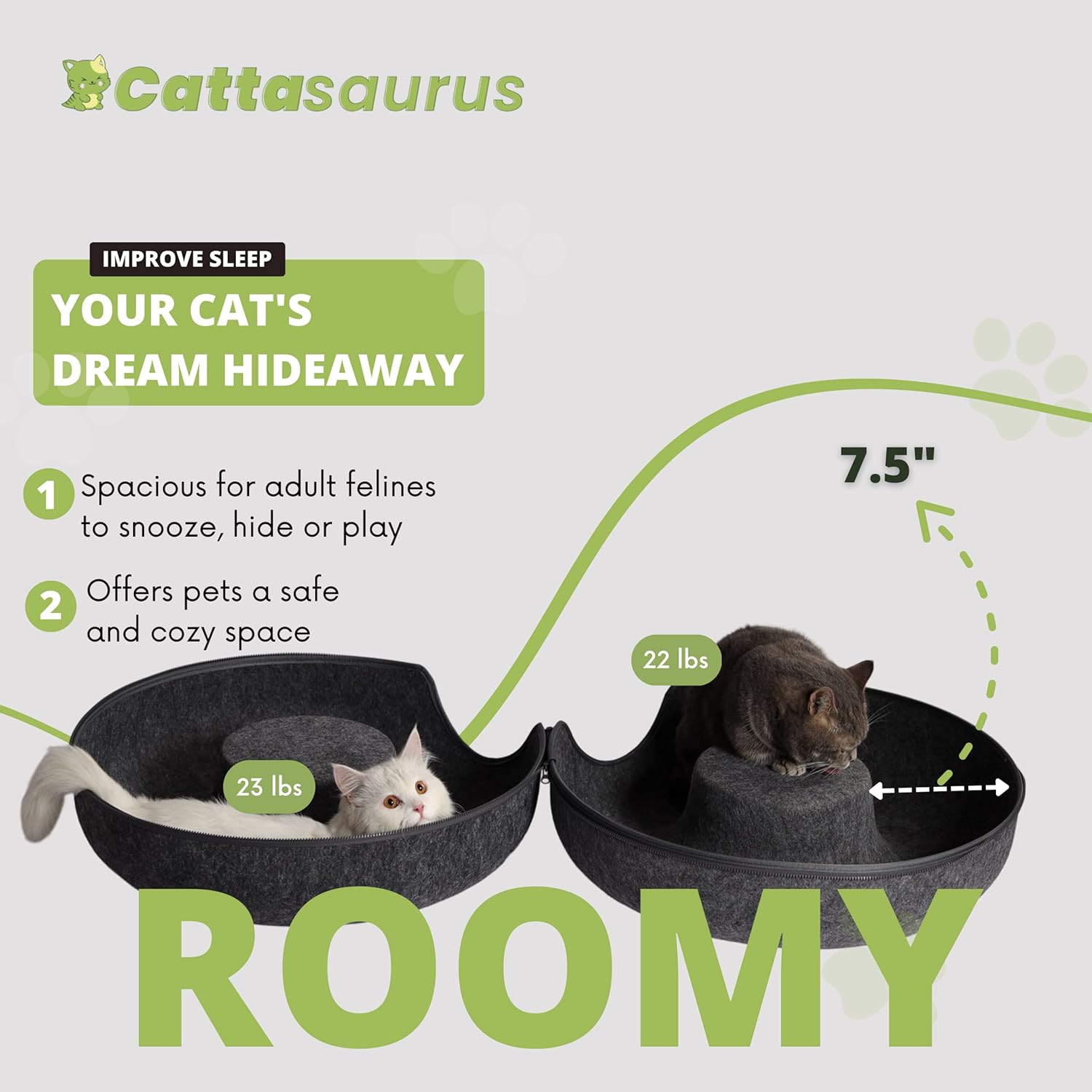 Peekaboo Cat Cave for Multiple & Large Cats up to 30-45 Lbs, Scratch Detachable & Washable Tunnel Bed, Comfy Donut Cat Cave (Dark Gray, Large)