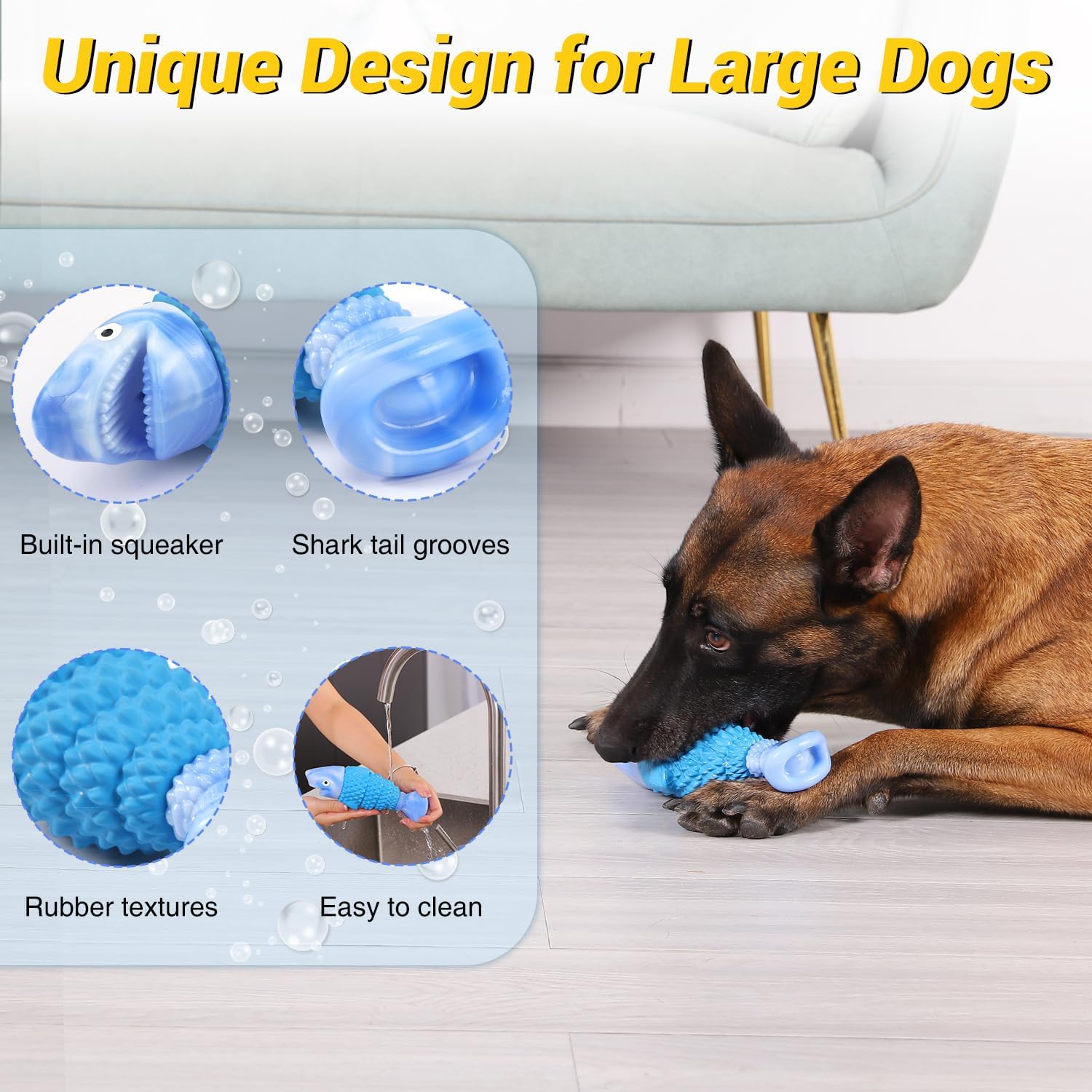 Tough Dog Toys for Aggressive Chewers, Indestructible Dog Chewers for Medium & Large Breeds, Squeaky Durable Chew Toys to Keep Them Busy, Reduce Boredom, Teeth Cleaning, Bacon Flavor