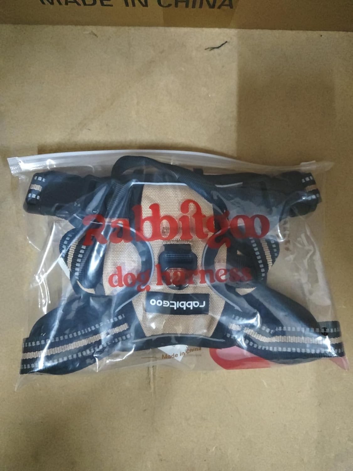 Dog Harness No Pull with 2 Leash Clips, Adjustable Soft Padded, Reflective Oxford No Choke Pet Vest with Easy Control Handle for Large Dogs, Beige, XL