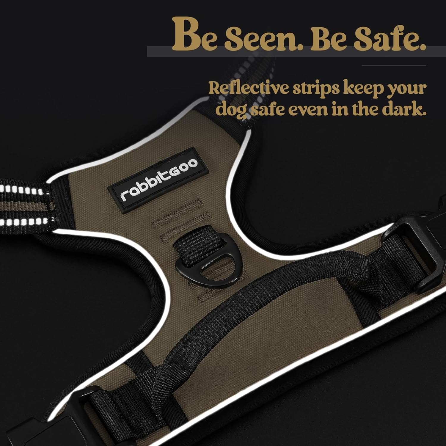 Dog Harness No Pull with 2 Leash Clips, Adjustable Soft Padded, Reflective Oxford No Choke Pet Vest with Easy Control Handle for Large Dogs, Beige, XL