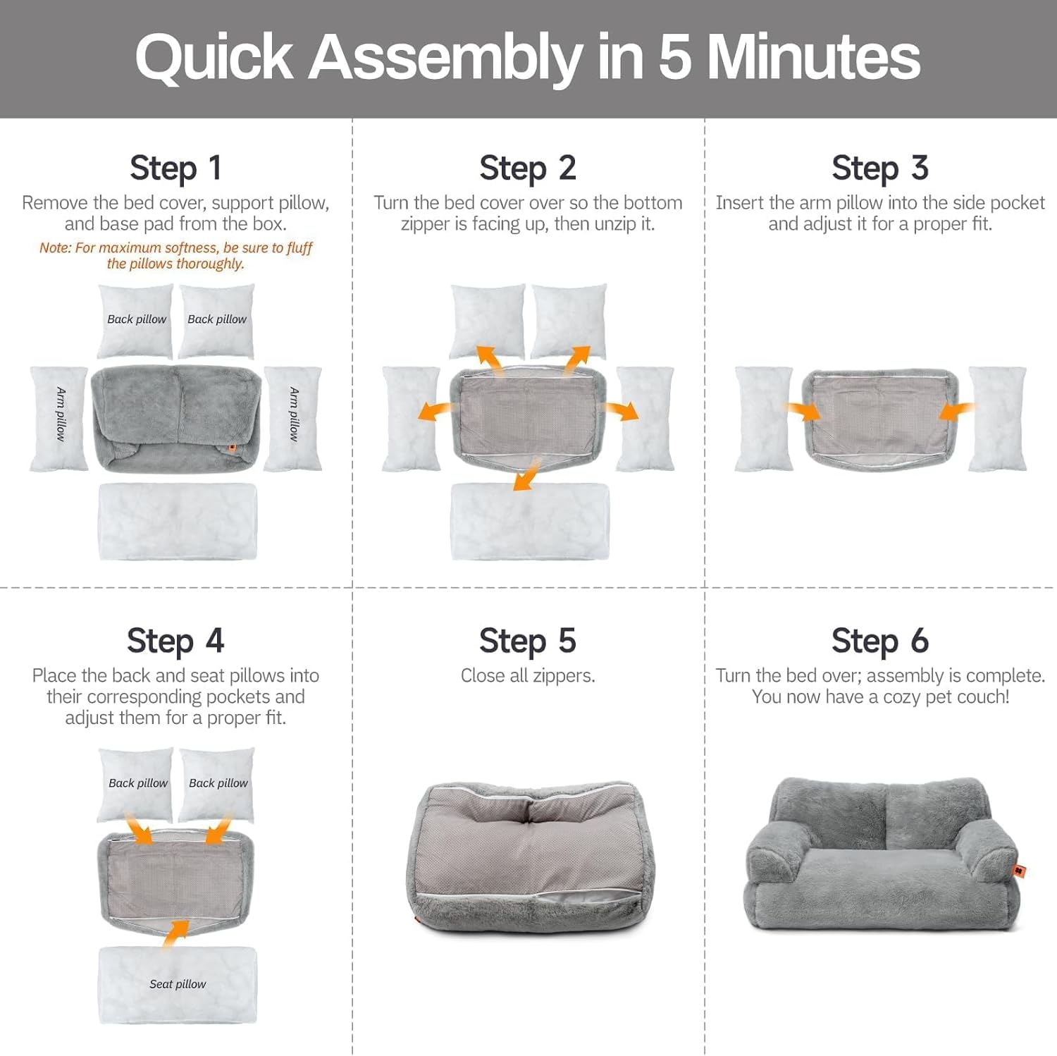 Cat Bed for Indoor Cats, Washable Dog Beds for Small Dogs & Cats with Removable Cover, Fluffy Cat Couch with Non-Slip Bottom (Beige, 26.0" L X 19.0" W X 13.0" Th)