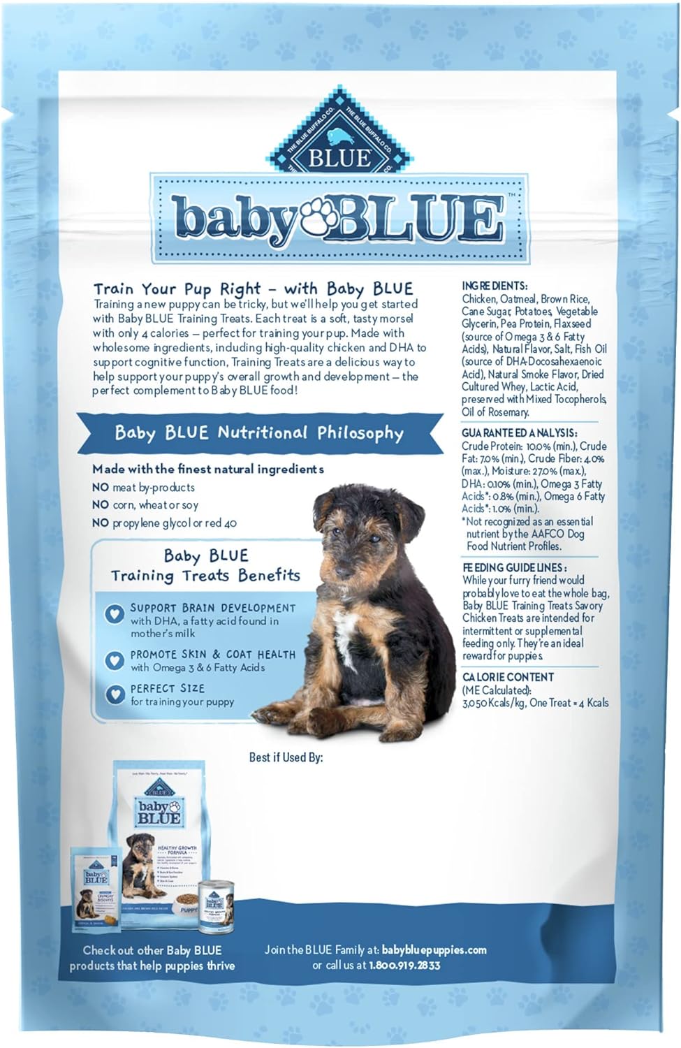 Baby BLUE Training Treats Natural Puppy Soft Dog Treats, Savory Chicken 4-Oz Bag