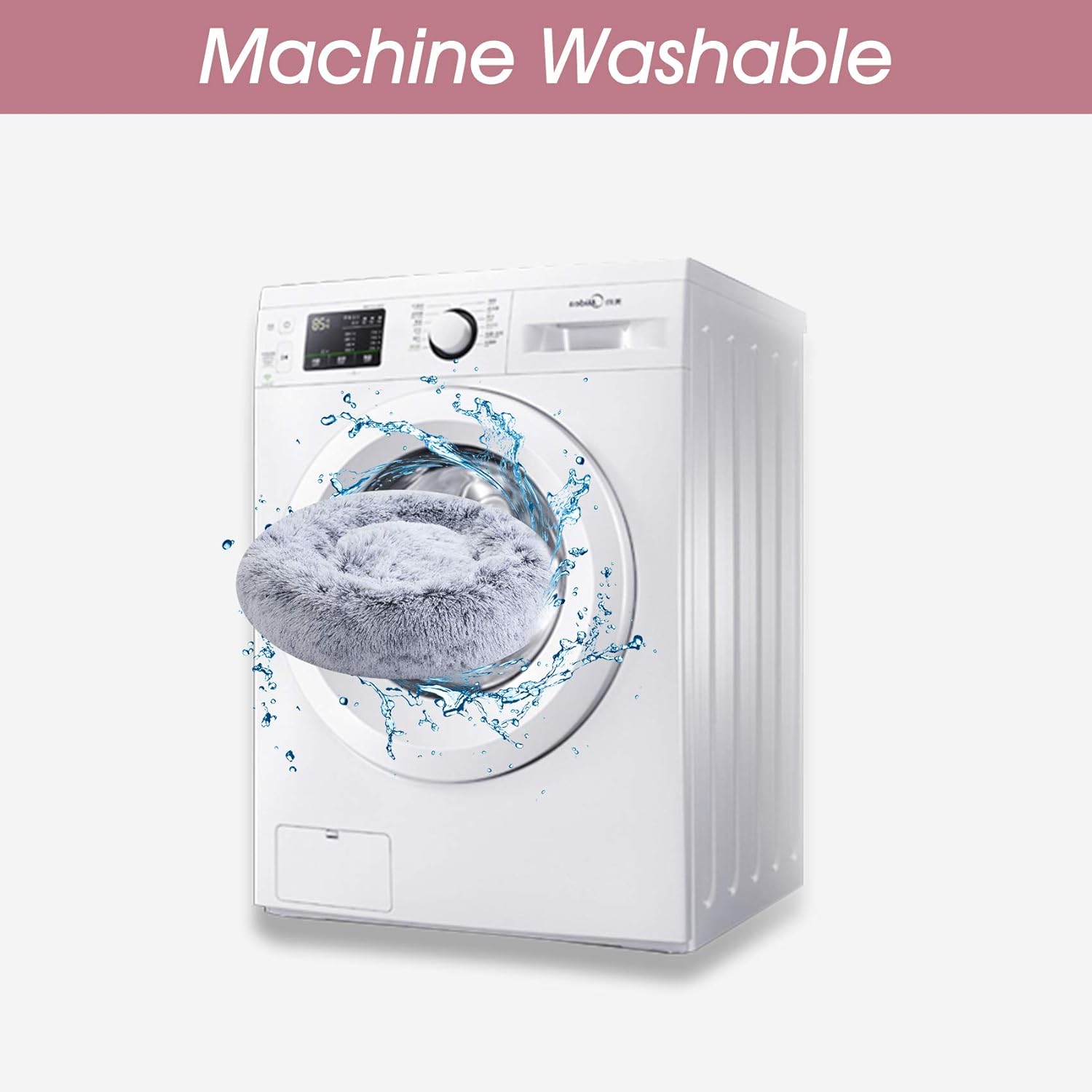 Calming Dog & Cat Bed, Anti-Anxiety Donut Cuddler Warming Cozy Soft round Bed, Fluffy Faux Fur Plush Cushion Bed for Small Medium Dogs and Cats (20"/24"/27"/30")