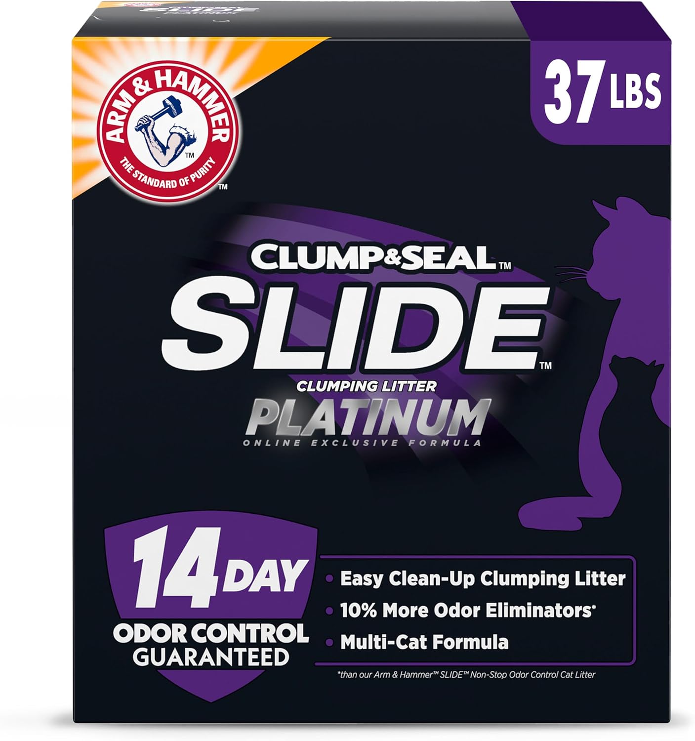Clump & Seal SLIDE Platinum Multi-Cat Clumping Litter, Easy Clean, Superior Odor Control, 18 Lbs