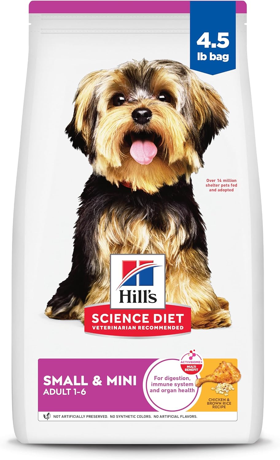 Small & Mini, Adult 1-6, Small & Mini Breeds Premium Nutrition, Dry Dog Food, Chicken & Brown Rice, 4.5 Lb Bag