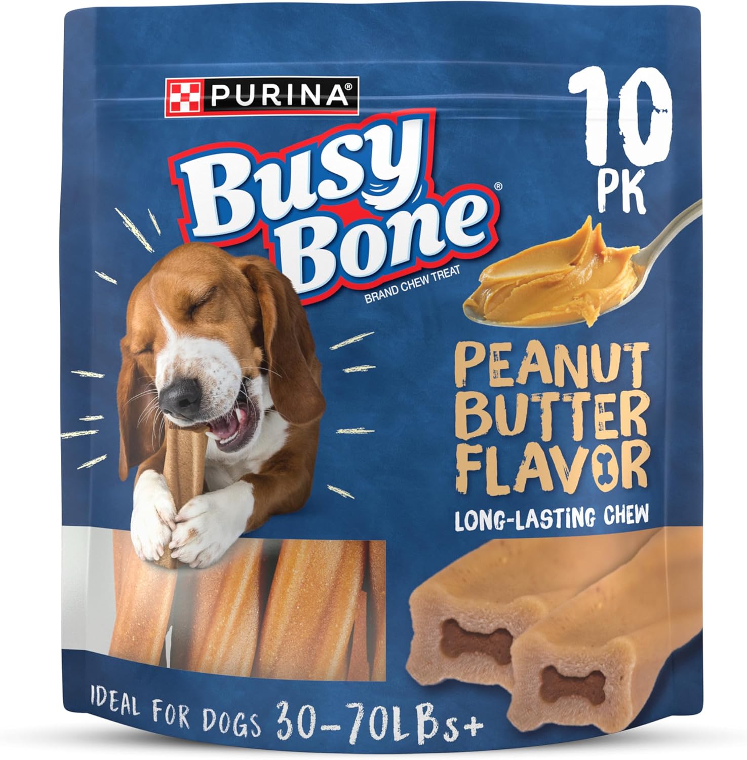 Bone Adult Dog Chew Bone Treats, Peanut Butter - 10 Ct. Pouch