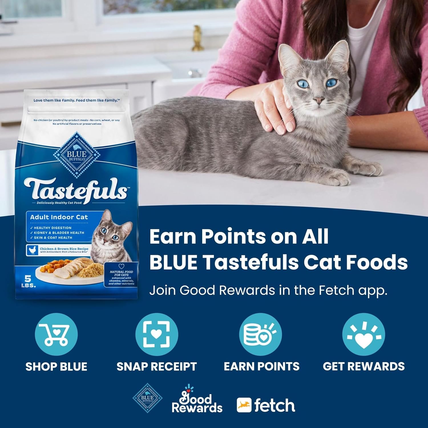 Tastefuls Natural Dry Food for Adult Indoor Cats, Chicken & Brown Rice Recipe, 7-Lb. Bag