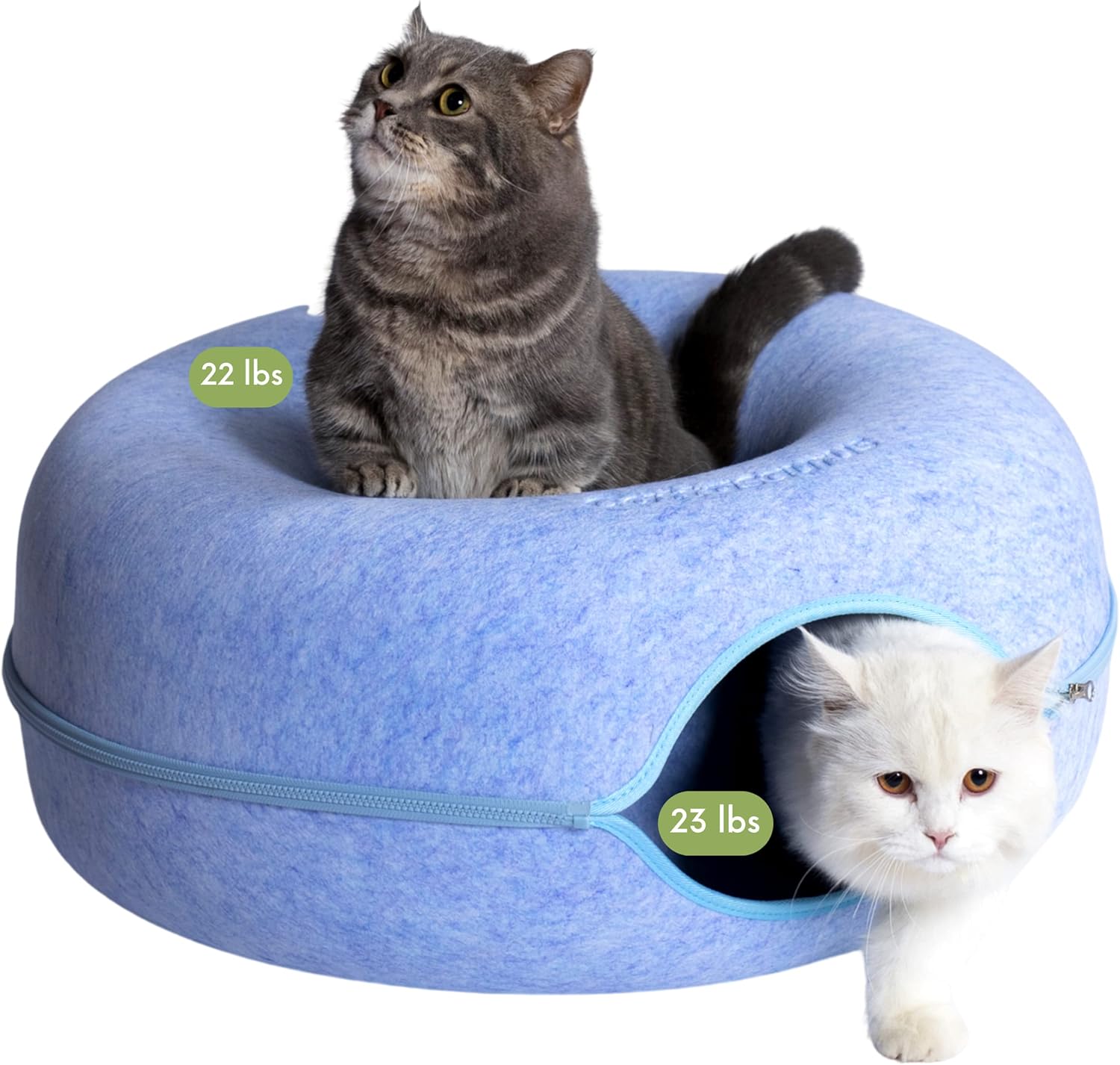 Peekaboo Cat Cave for Multiple & Large Cats up to 30-45 Lbs, Scratch Detachable & Washable Tunnel Bed, Comfy Donut Cat Cave (Dark Gray, Large)