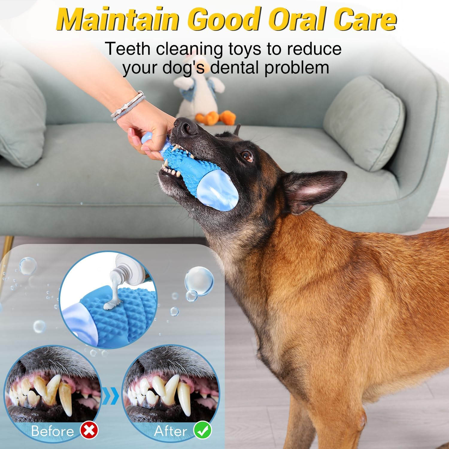 Tough Dog Toys for Aggressive Chewers, Indestructible Dog Chewers for Medium & Large Breeds, Squeaky Durable Chew Toys to Keep Them Busy, Reduce Boredom, Teeth Cleaning, Bacon Flavor