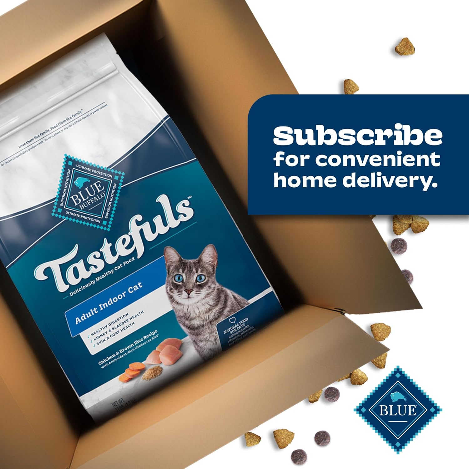 Tastefuls Natural Dry Food for Adult Indoor Cats, Chicken & Brown Rice Recipe, 7-Lb. Bag