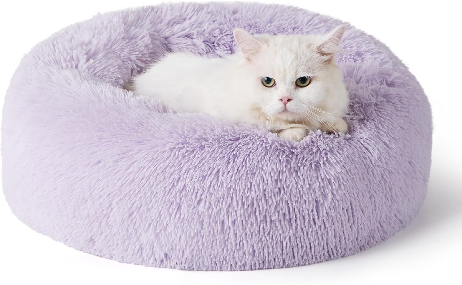 Calming Cat Beds for Indoor Cats - Small Cat Bed Washable 20 Inches, Anti-Slip round Fluffy Plush Faux Fur Pet Bed, Fits up to 15 Lbs Pets, Aqua Blue