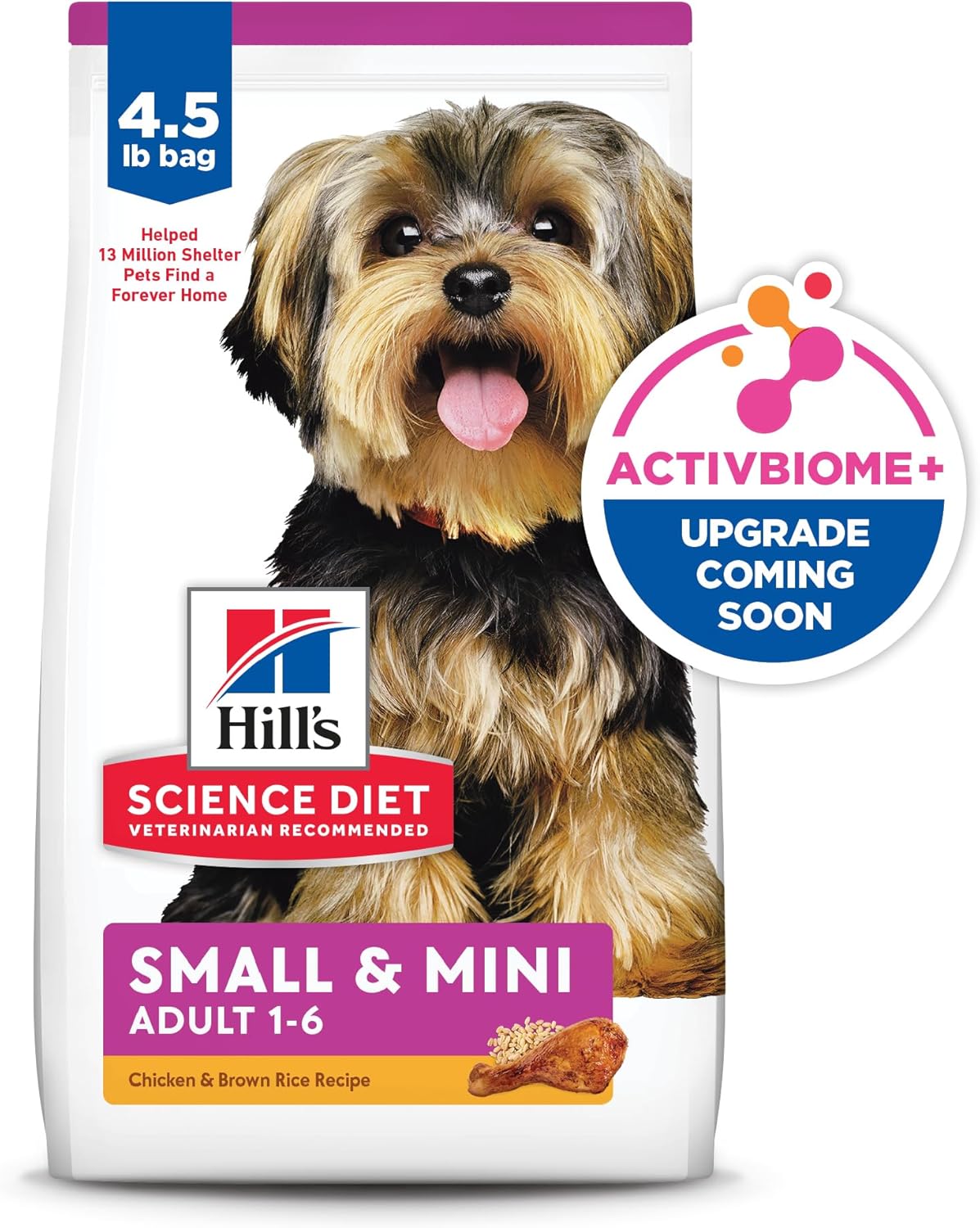 Small & Mini, Adult 1-6, Small & Mini Breeds Premium Nutrition, Dry Dog Food, Chicken & Brown Rice, 4.5 Lb Bag