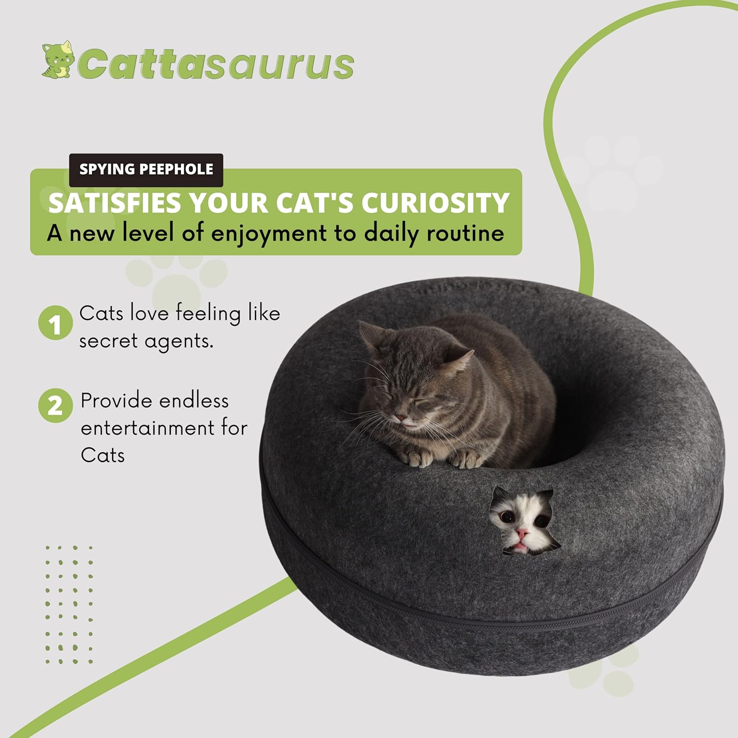 Peekaboo Cat Cave for Multiple & Large Cats up to 30-45 Lbs, Scratch Detachable & Washable Tunnel Bed, Comfy Donut Cat Cave (Dark Gray, Large)