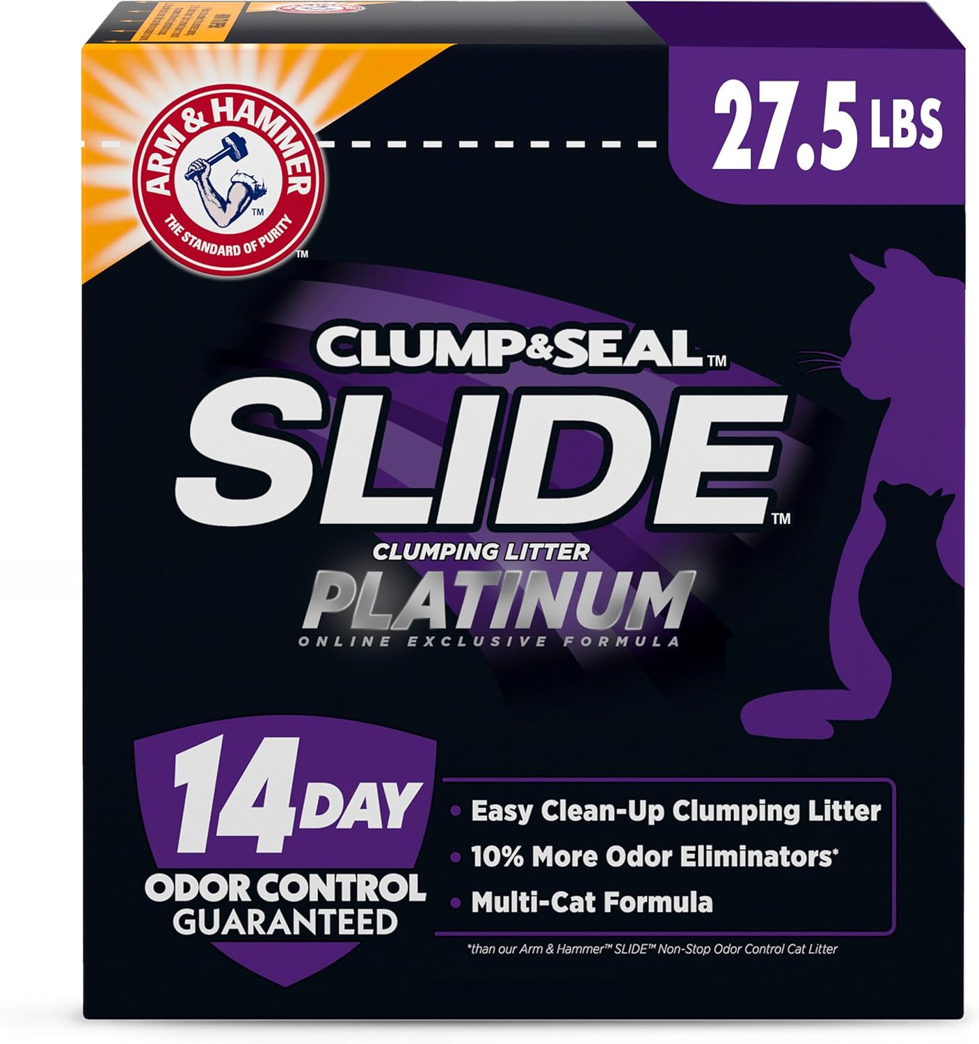 Clump & Seal SLIDE Platinum Multi-Cat Clumping Litter, Easy Clean, Superior Odor Control, 18 Lbs
