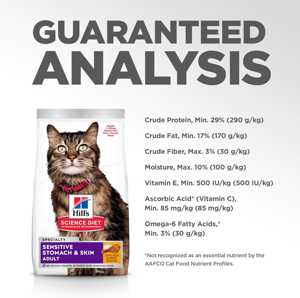 Sensitive Stomach & Skin, Adult 1-6, Stomach & Skin Sensitivity Support, Dry Cat Food, Chicken & Rice, 7 Lb Bag
