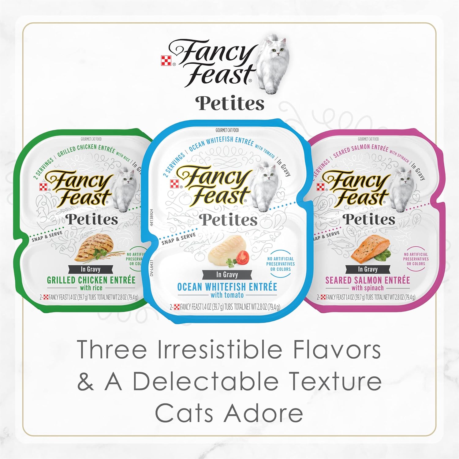 Purina  Gourmet Wet Cat Food Variety Pack, Petites Gravy Collection, Break-Apart Tubs, 48 Servings - (Pack of 24) 2.8 Oz. Tubs