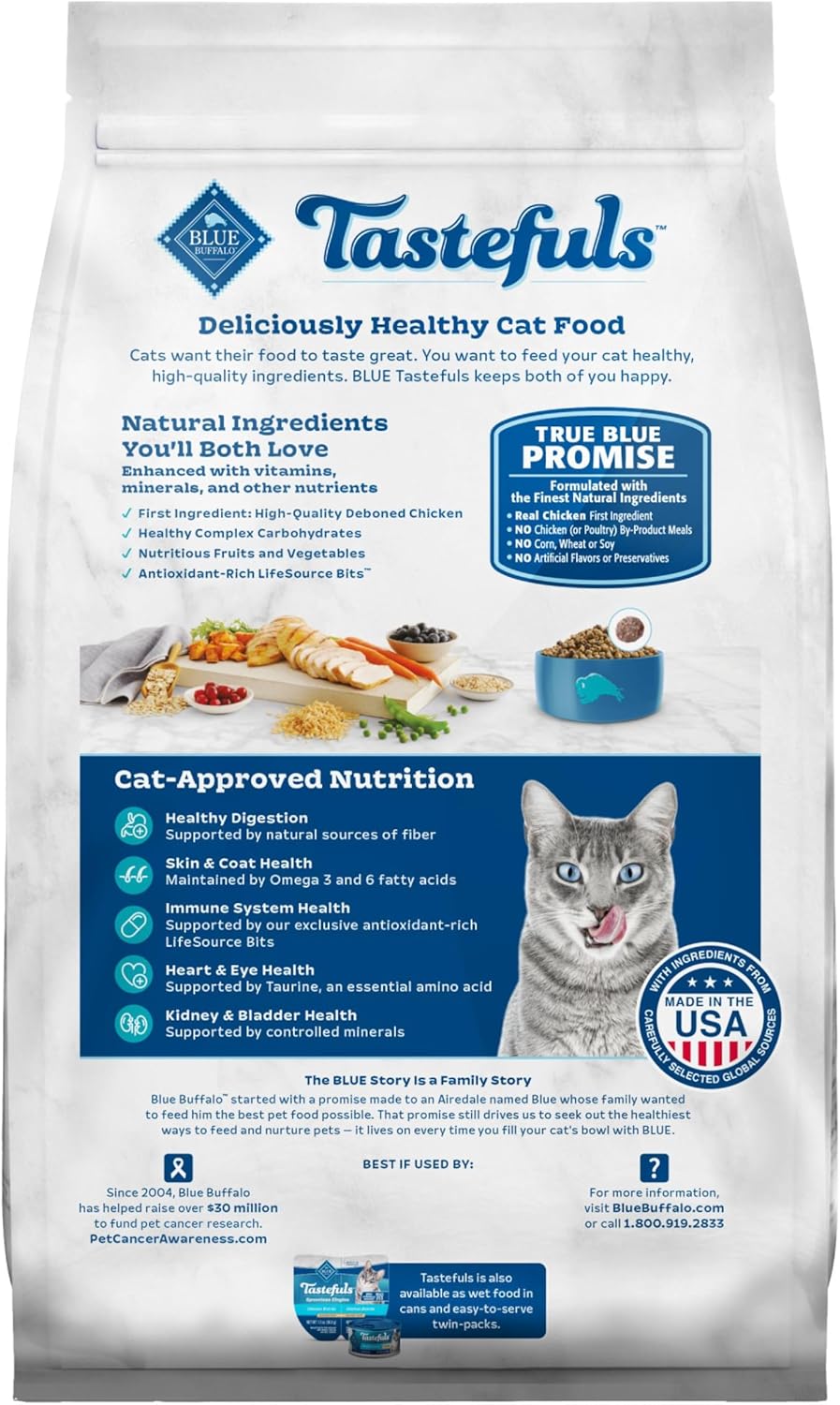 Tastefuls Natural Dry Food for Adult Indoor Cats, Chicken & Brown Rice Recipe, 7-Lb. Bag