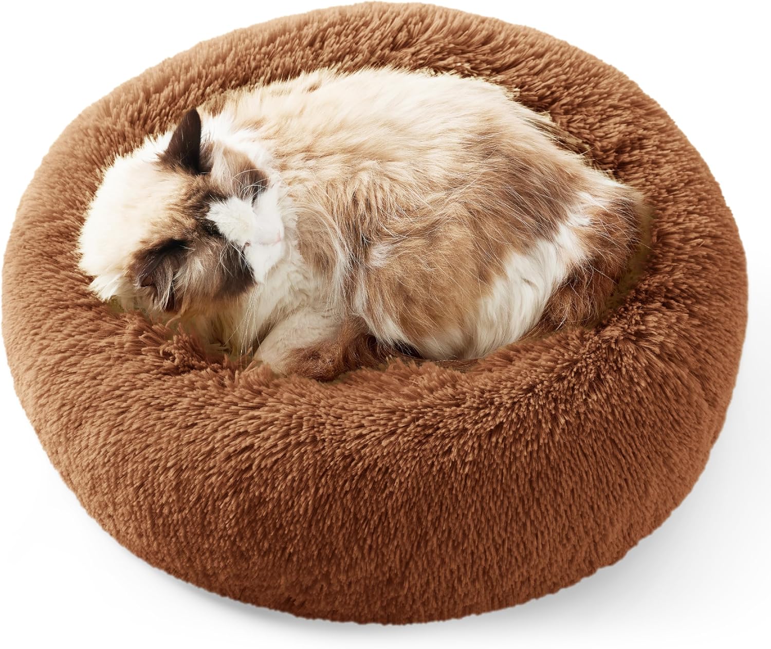 Calming Cat Beds for Indoor Cats - Small Cat Bed Washable 20 Inches, Anti-Slip round Fluffy Plush Faux Fur Pet Bed, Fits up to 15 Lbs Pets, Aqua Blue