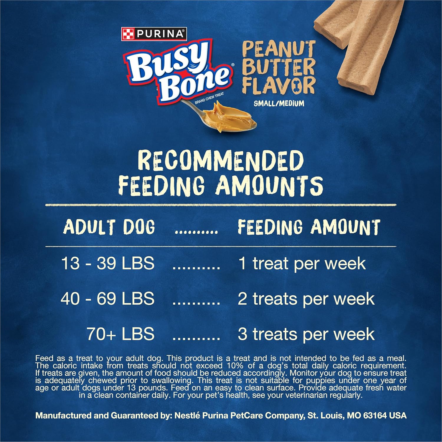 Bone Adult Dog Chew Bone Treats, Peanut Butter - 10 Ct. Pouch