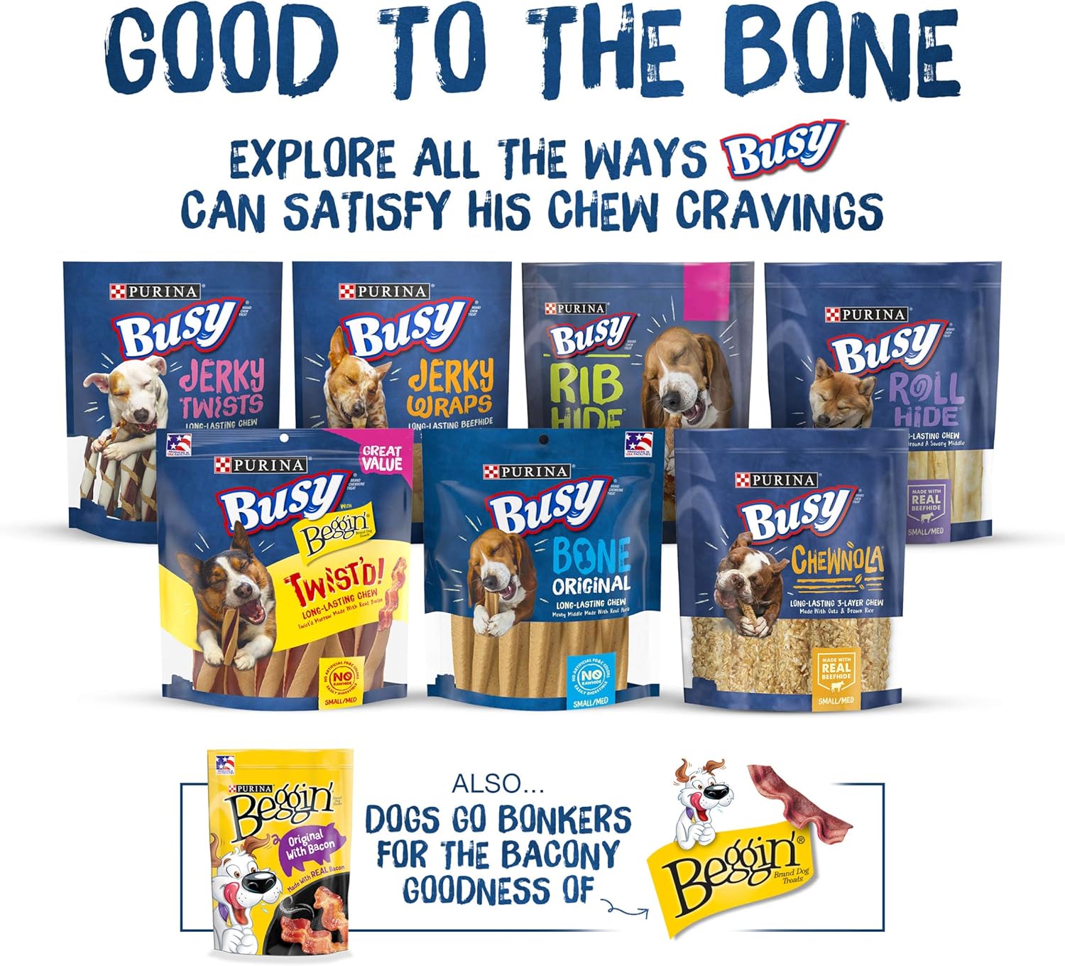 Bone Adult Dog Chew Bone Treats, Peanut Butter - 10 Ct. Pouch