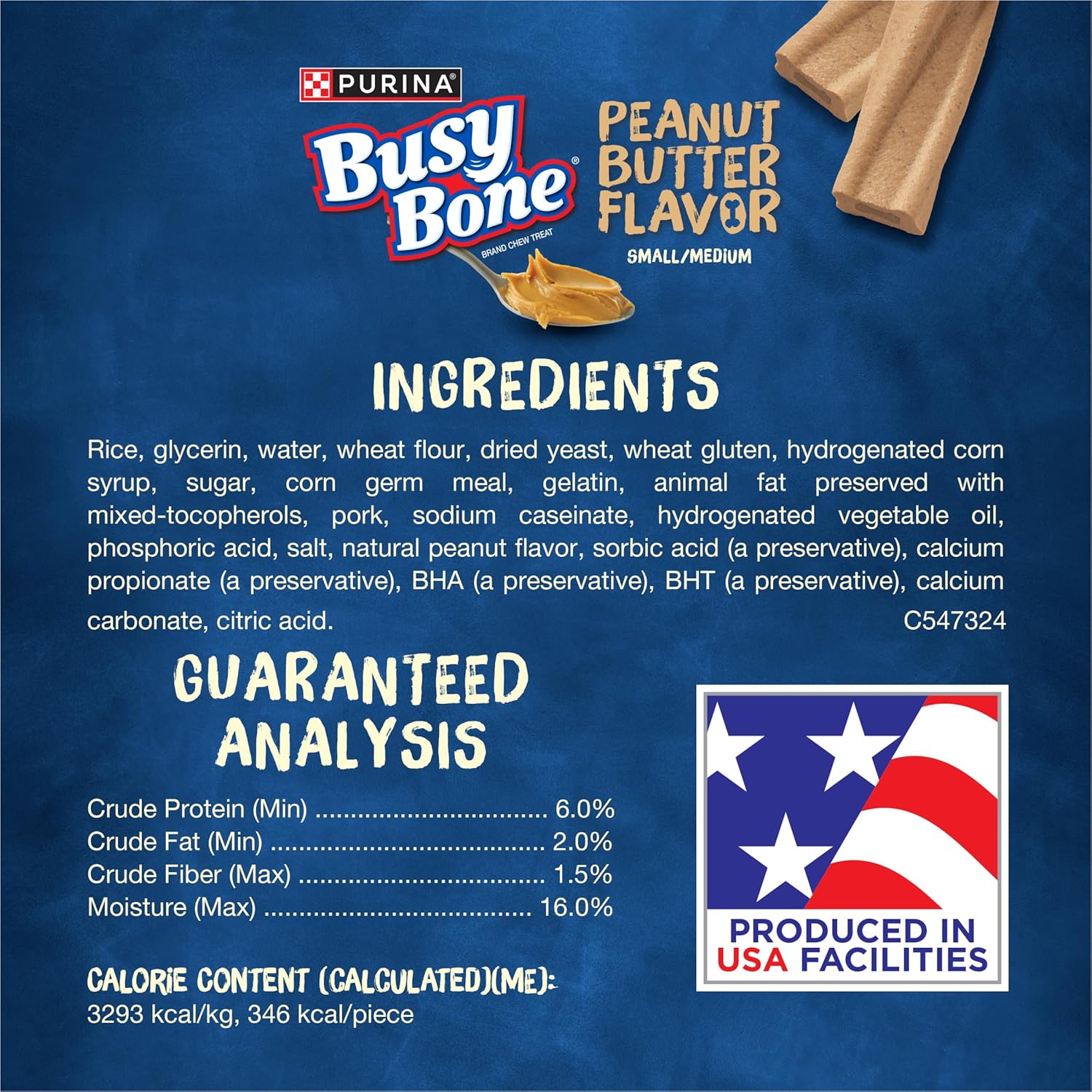 Bone Adult Dog Chew Bone Treats, Peanut Butter - 10 Ct. Pouch