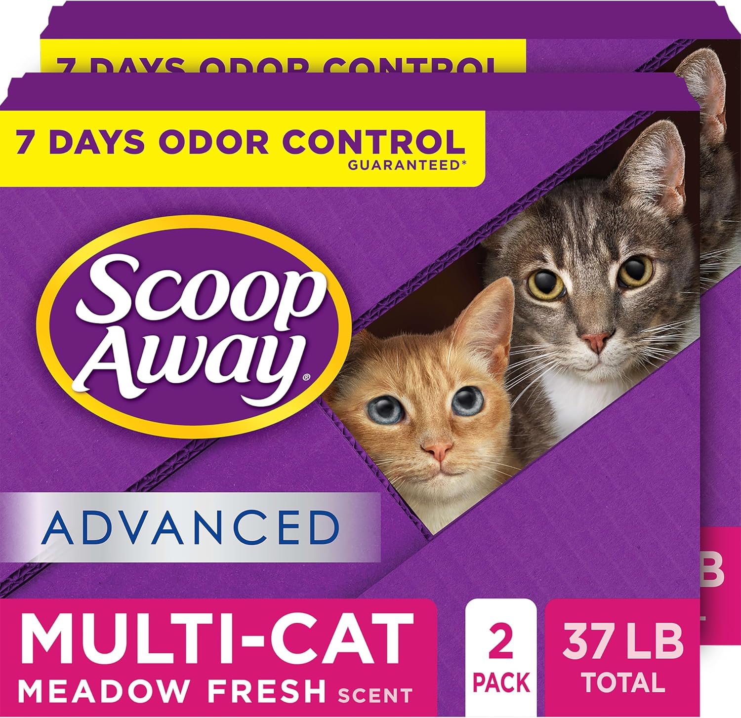 Advanced Multi-Cat Clumping Cat Litter, Meadow Fresh Scent, Pack of 2, 18.5 Pounds (Package May Vary)