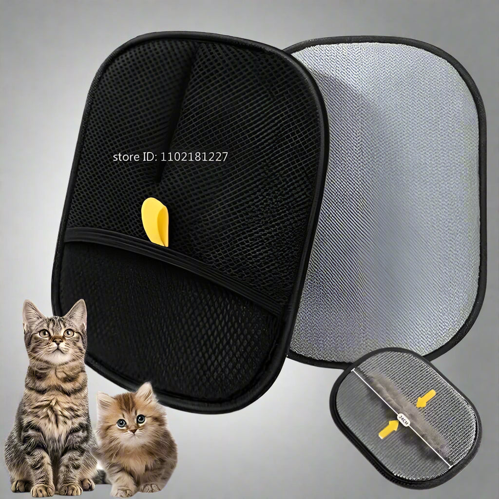 Pet Hair Removal Set Tool Reusable Static Removal Gloves Double-Sided Grooming Gloves Remove Dog Cat Fur Hair for Carpets Sofa