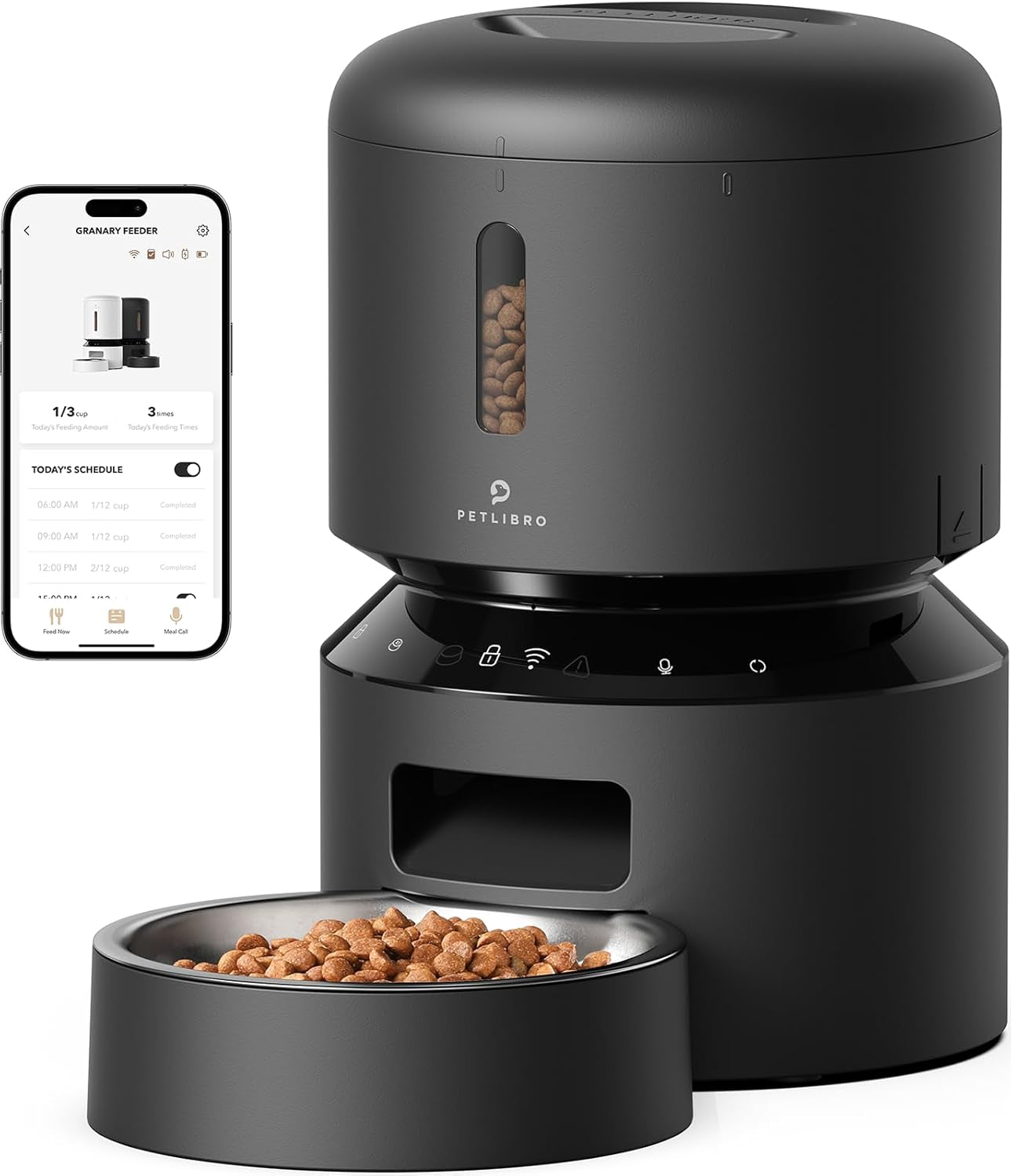 Automatic Cat Feeder, 5G Wifi Pet Feeder with Freshness Preservation, Timed Cat Feeders for Dry Food, up to 48 Portions 10 Meals per Day, Granary Pet Feeder for Cat/Dog